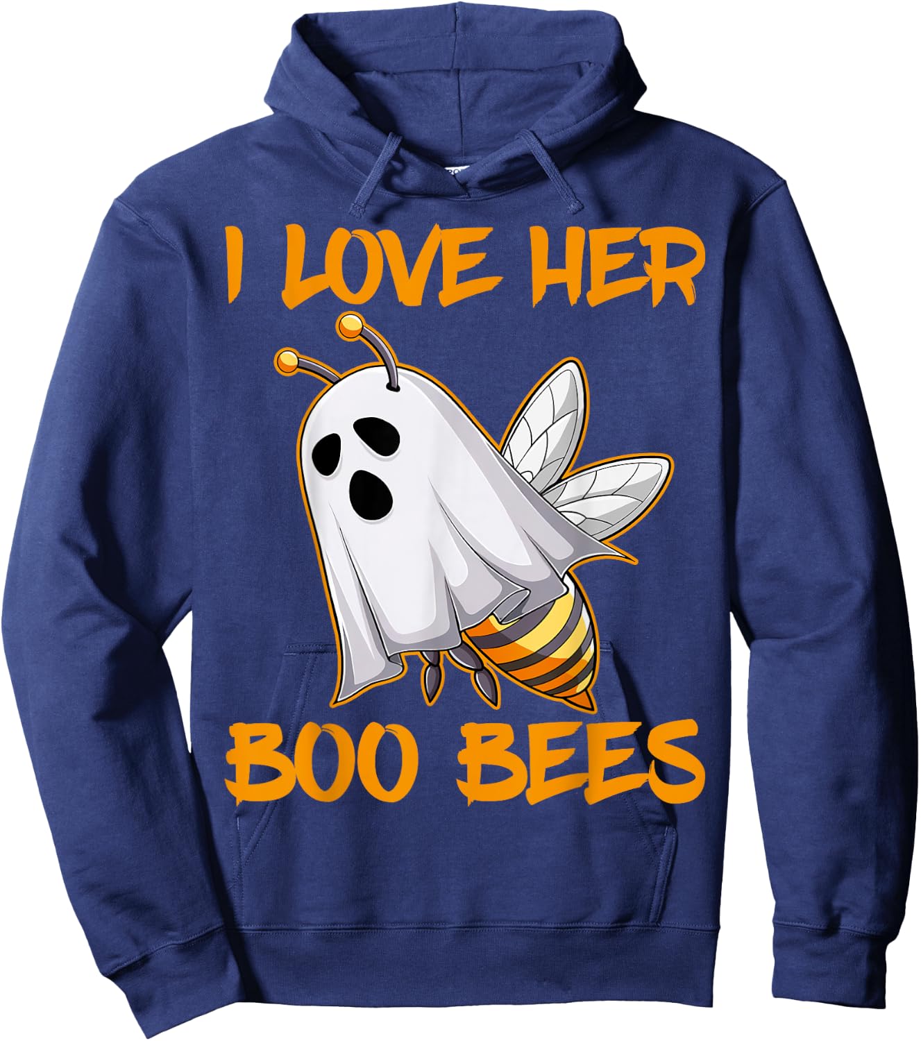Funny I Love Her Boo Bees Couples Halloween Day Men Women Hoodie - Hoodie | Navy