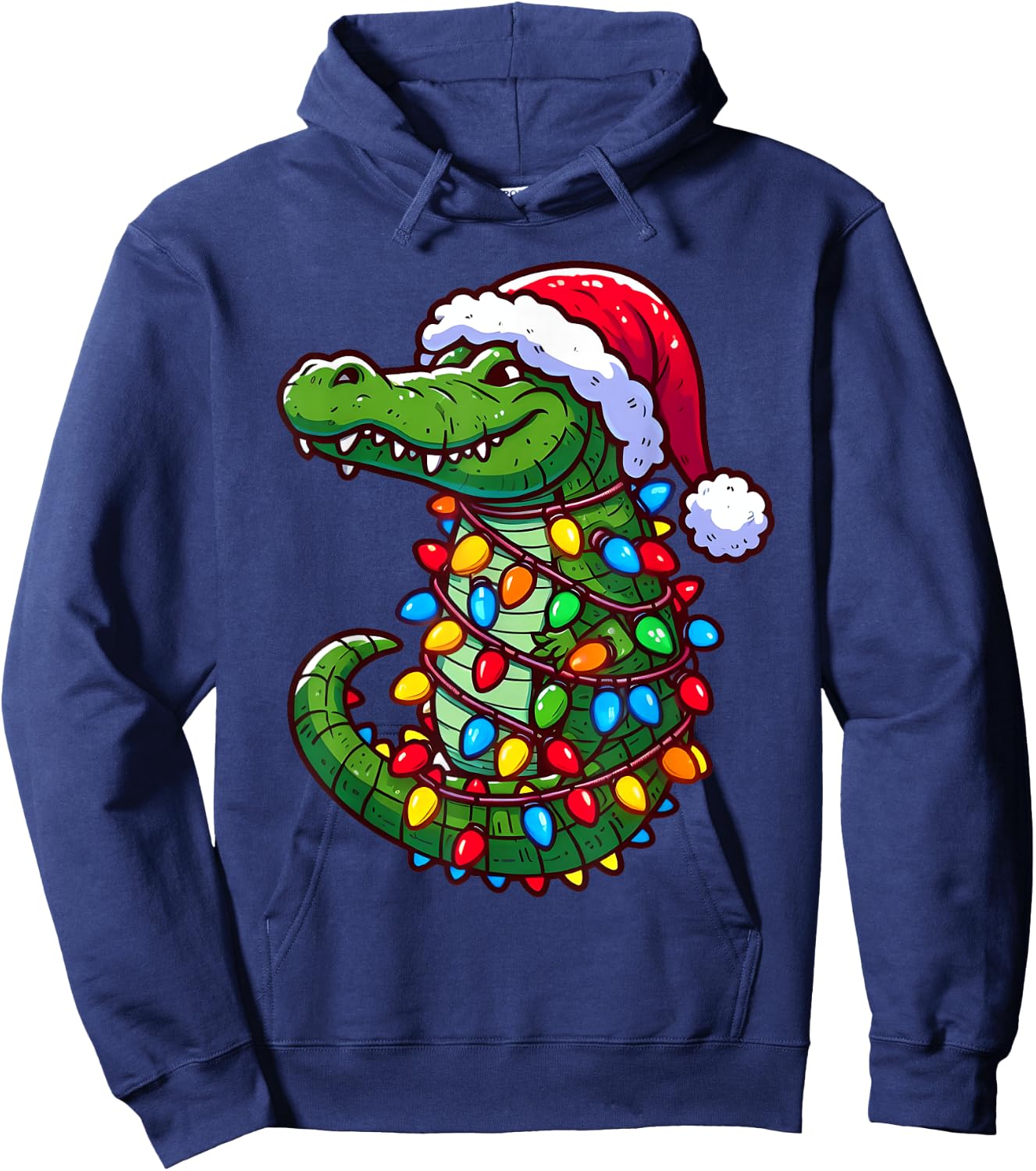 Funny Alligator Santa Hat Christmas Pajama Toddler Boys Kids Hoodie - Hoodie | Navy