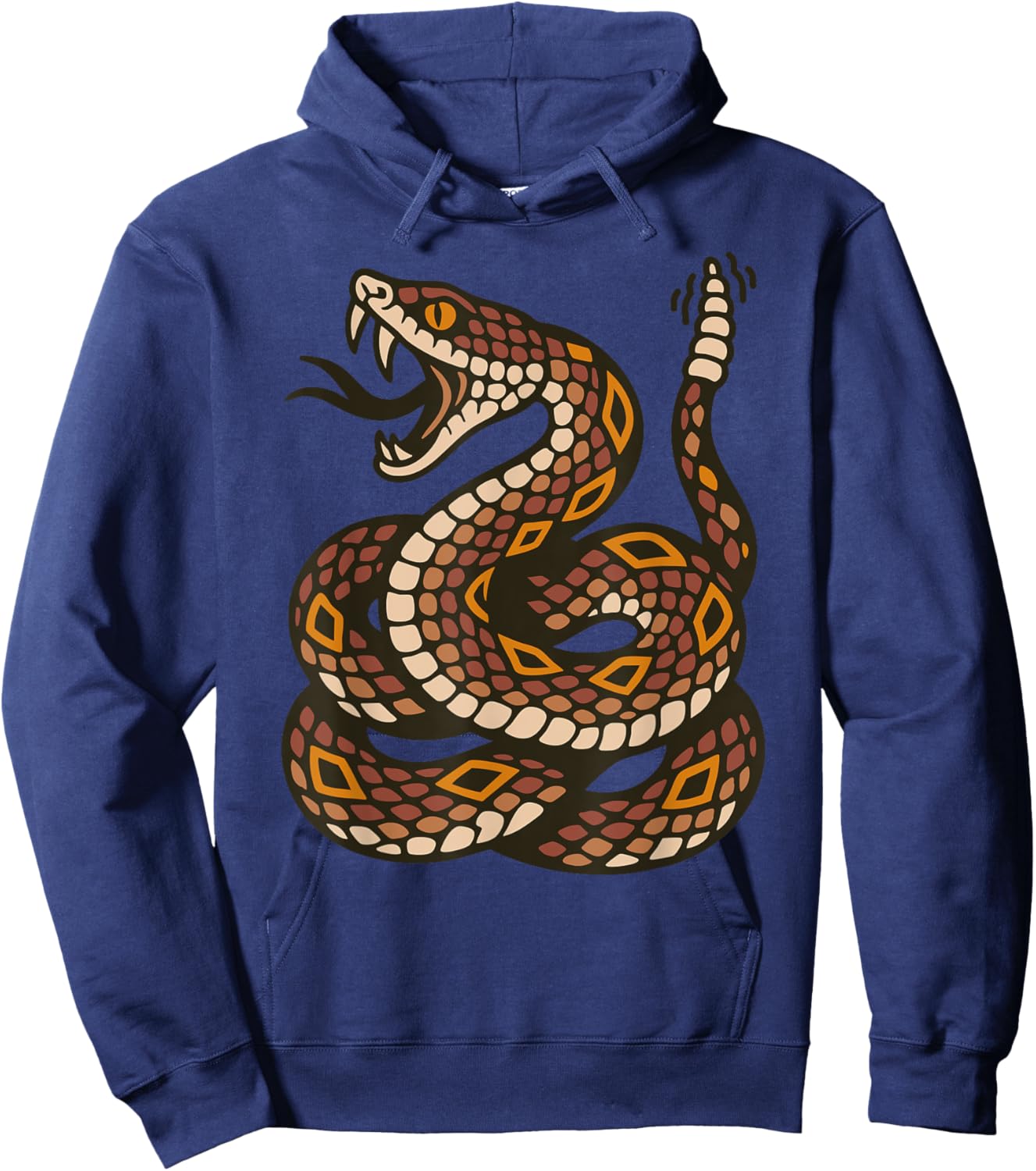 Venomous Rattlesnake Old School Tattoo Flash Rattle Snake Hoodie - Hoodie | Navy
