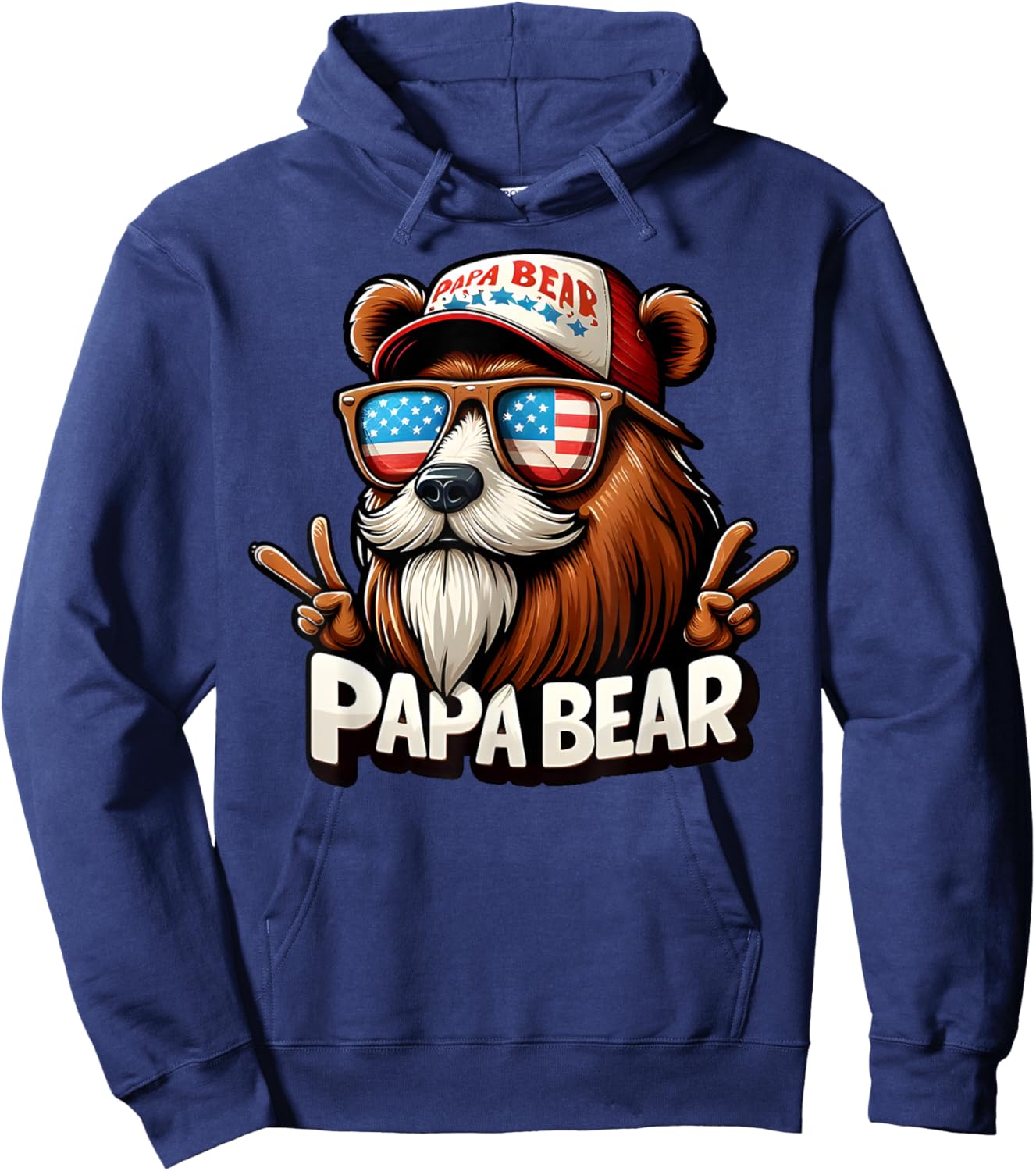 Papa Bear Shirt Fathers Day Gift US American Flag Best Dad Hoodie - Hoodie | Navy