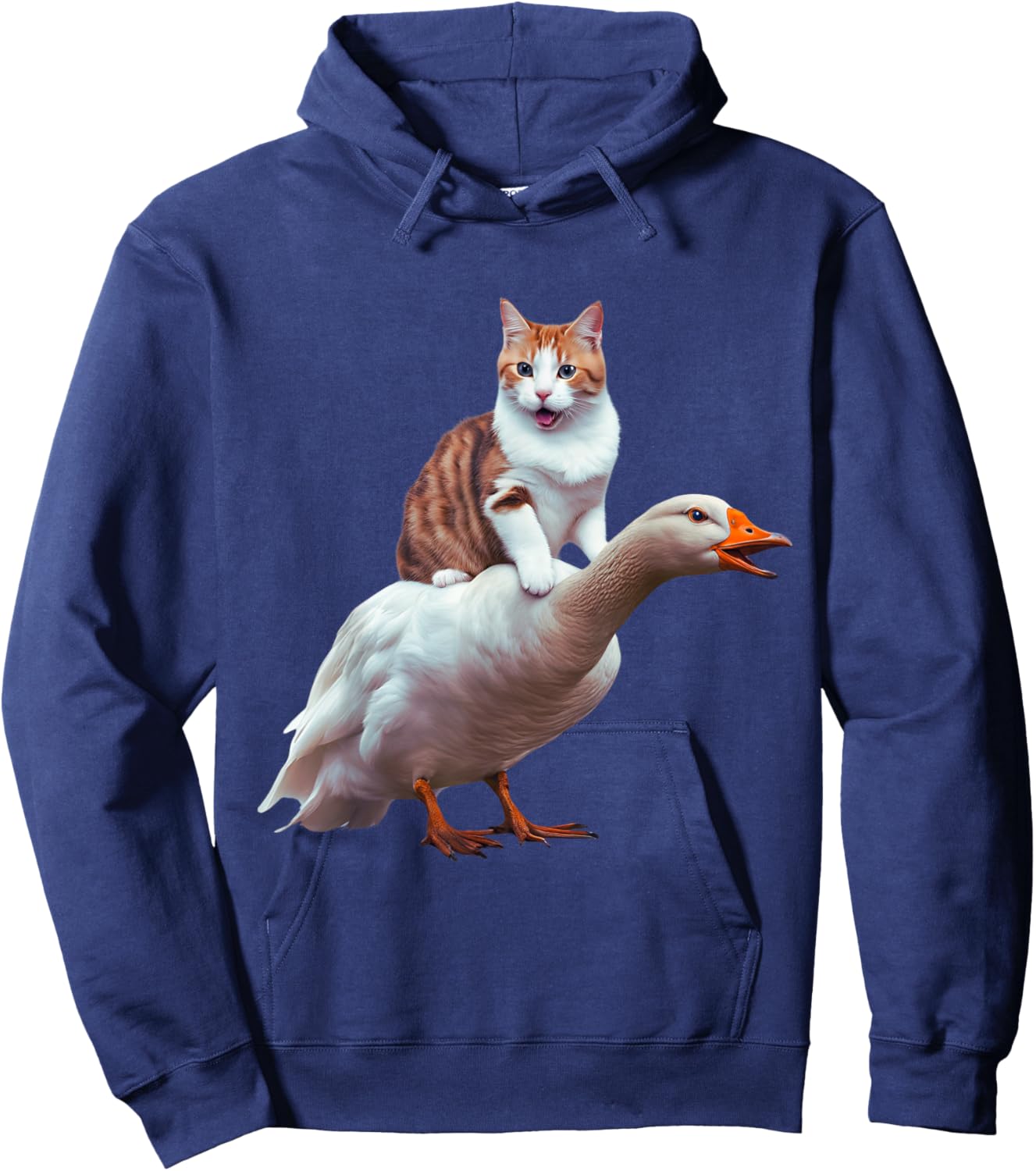 Funny Cat Goose Meme Cat Riding Geese Animal Humor Cat Goose Women Kids Hoodie - Hoodie | Navy