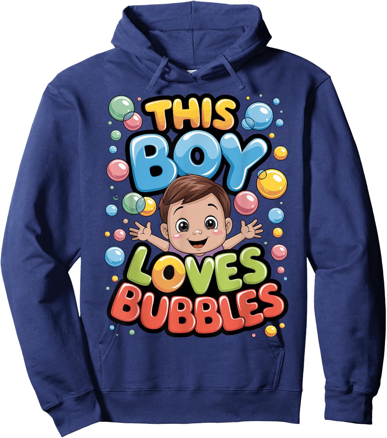 This Boy Loves Bubbles, Bath, Blowing Bubble Toddler, Kids Hoodie - Hoodie | Navy