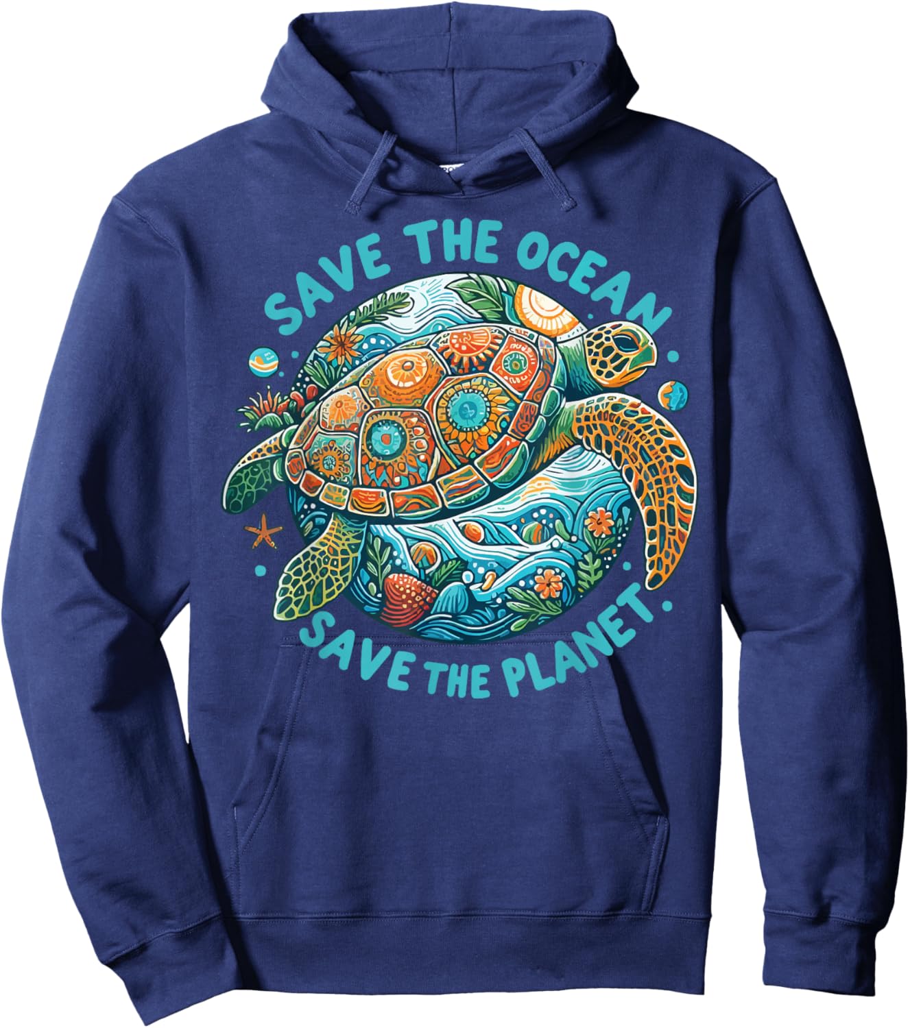 Save The Ocean Save The Planet Cute Sea Turtle Hoodie - Hoodie | Navy