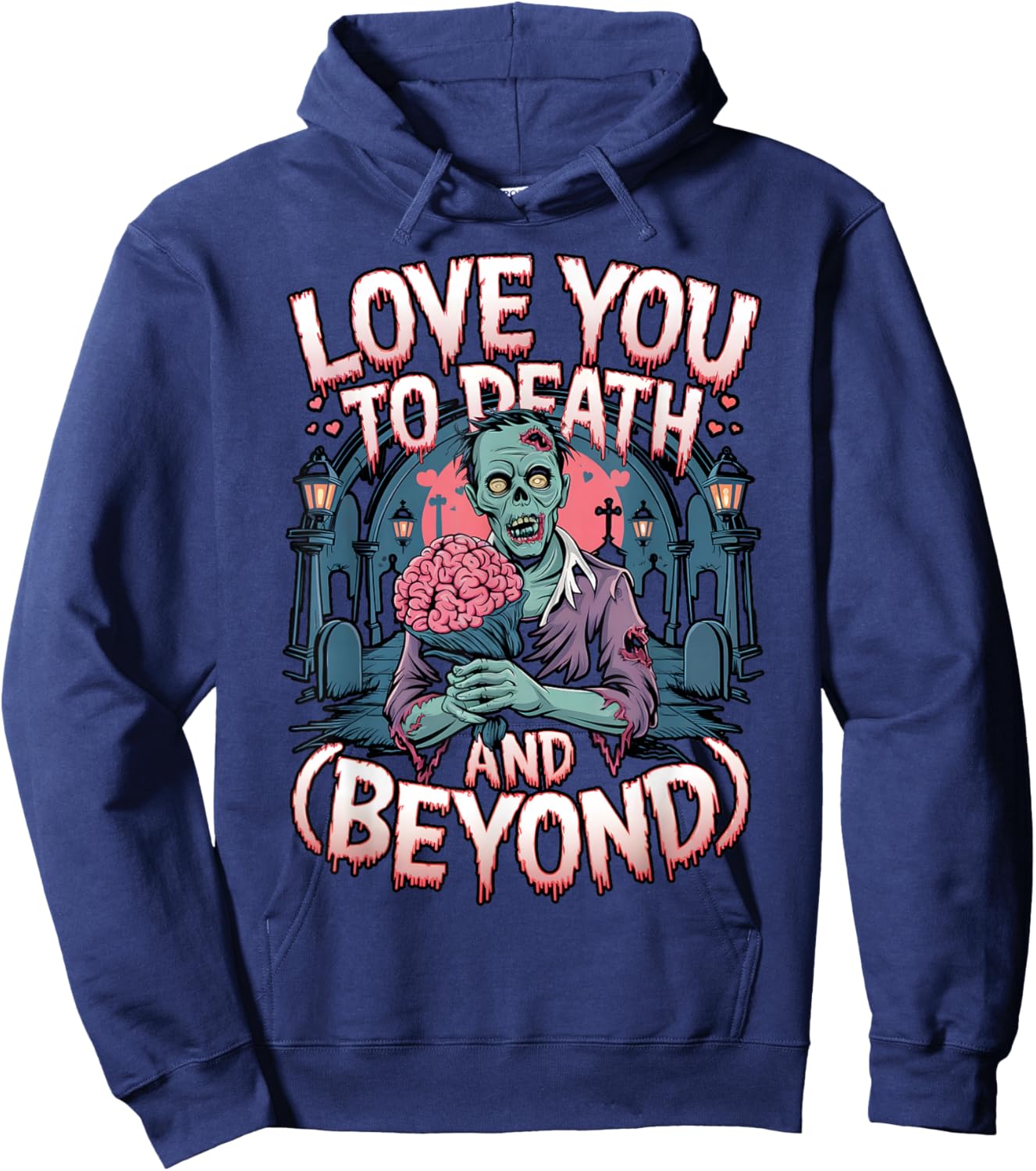 Love You to Death Dark Romance Valentine's Day Horror Couple Hoodie - Hoodie | Navy