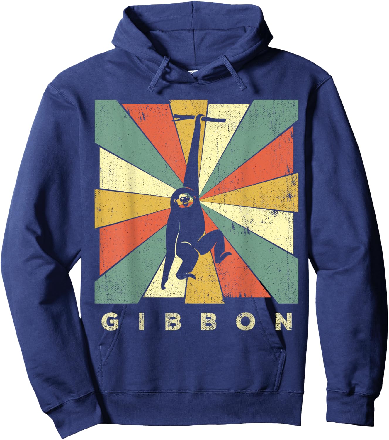 Vintage Gibbon Lover Retro Style Animal Hoodie - Hoodie | Navy