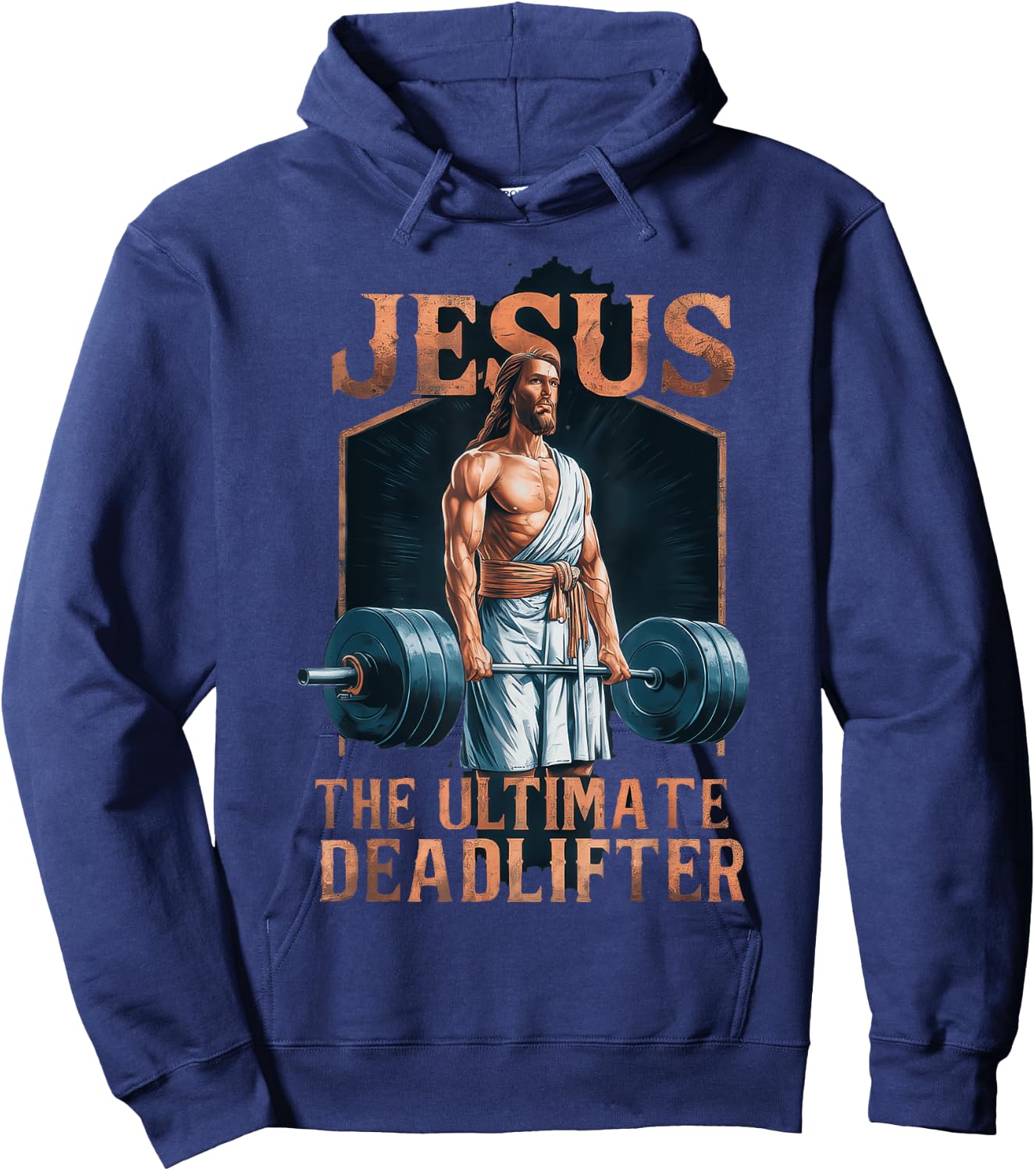 Jesus The Ultimate Deadlifter Fitness Gym Vintage Christian Hoodie - Hoodie | Navy