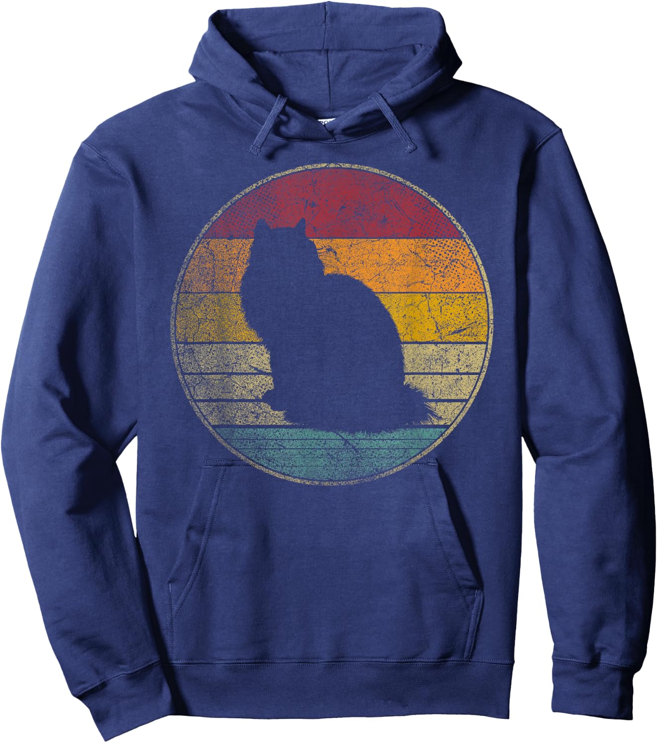Cat Shirt Ragdoll Pet Vintage Distressed Retro Silhouette Hoodie - Hoodie | Navy
