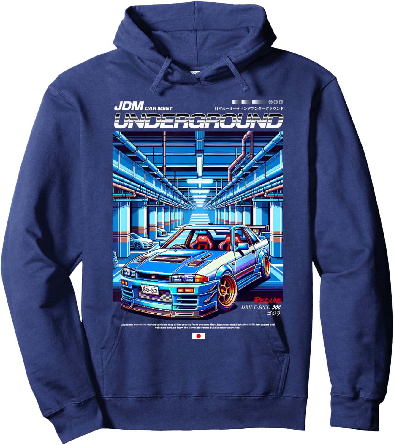 Cool Retro Vintage Japanese JDM Tokyo Japan Drift Race Car Hoodie - Hoodie | Navy