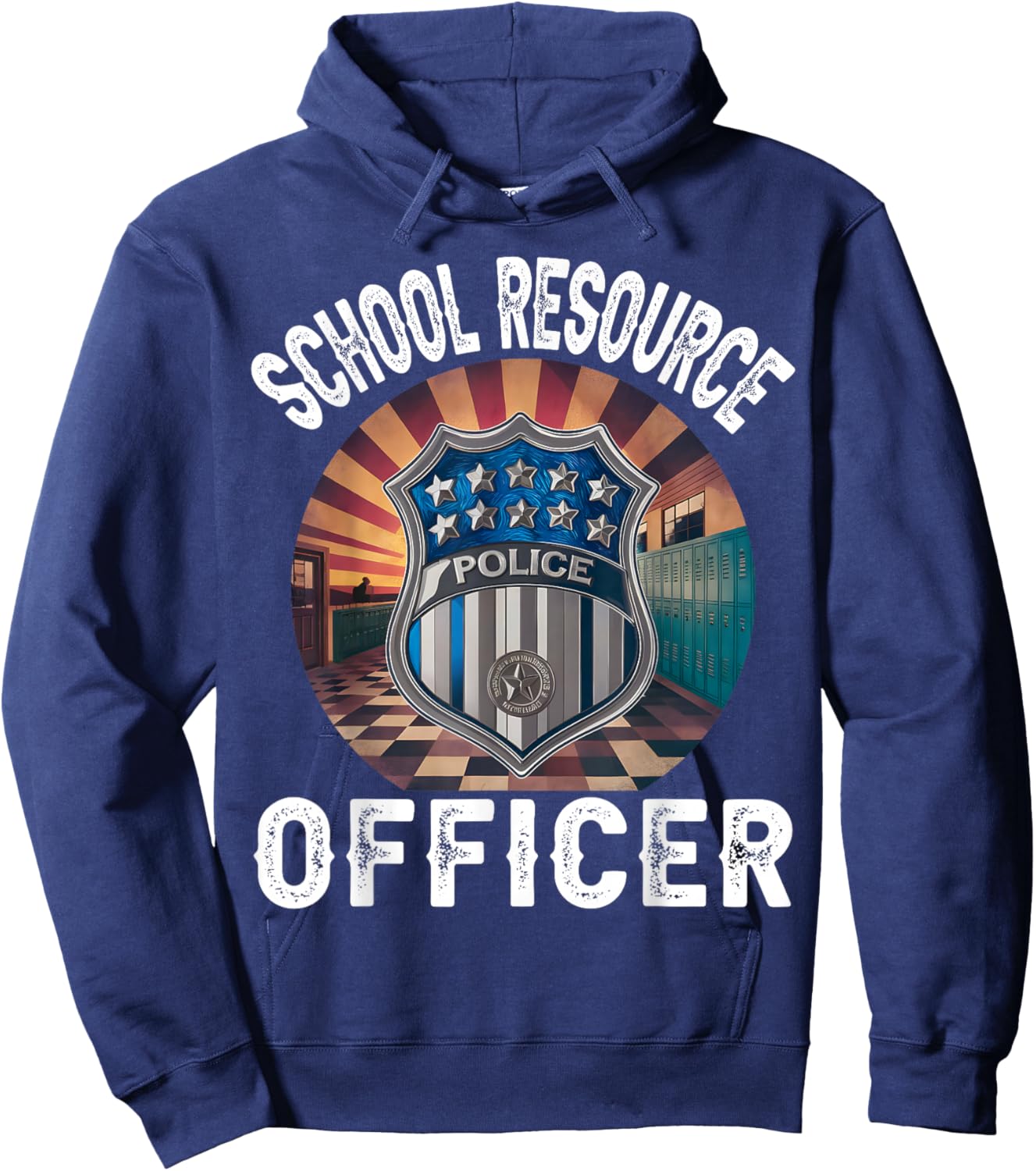 School Resource Officer Retro Badge SRO Police Men Women Hoodie - Hoodie | Navy