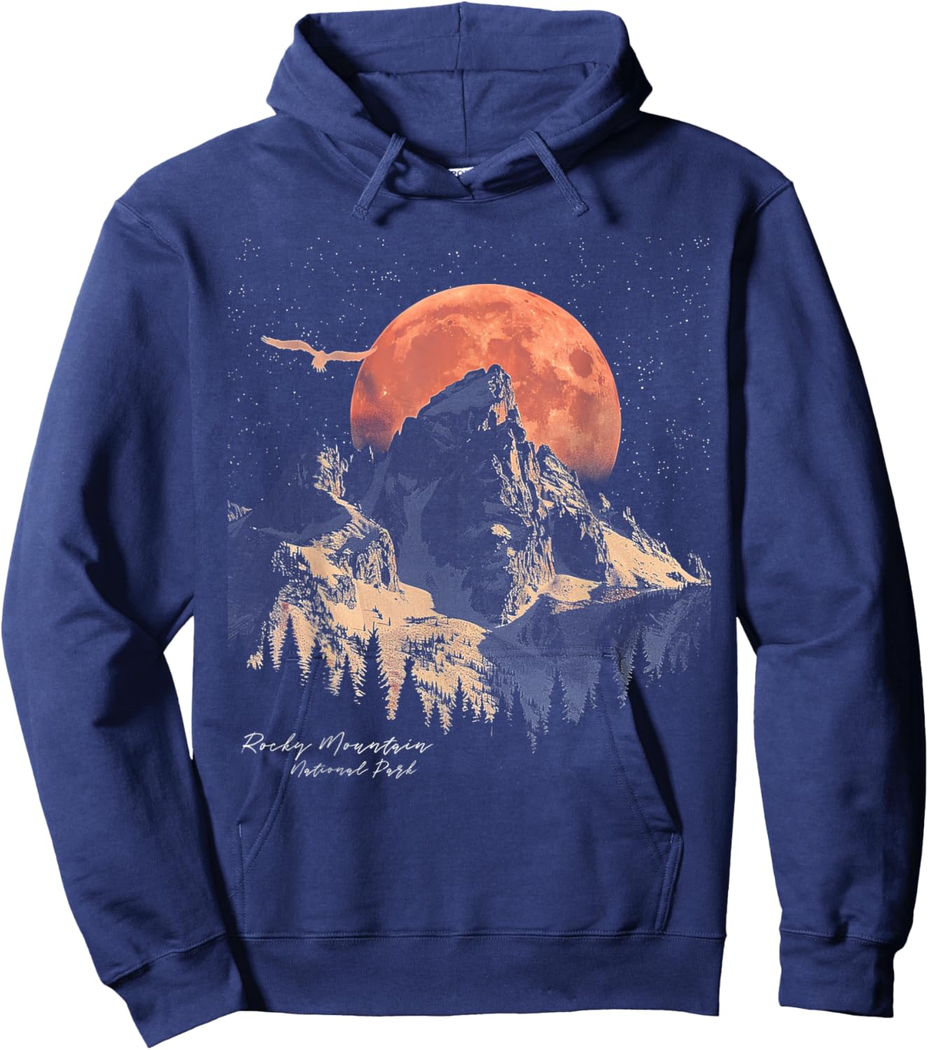 Rocky Mountain - US National Park Vintage Men Women Retro Hoodie - Hoodie | Navy