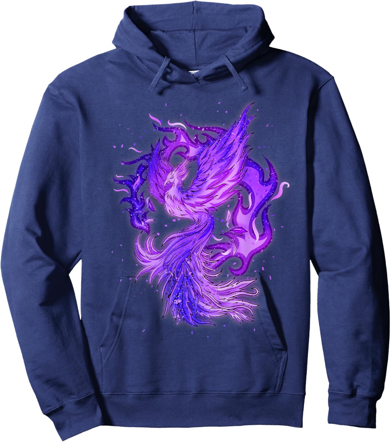 Phoenix Bird Design With Purple Fire Hoodie - Hoodie | Navy