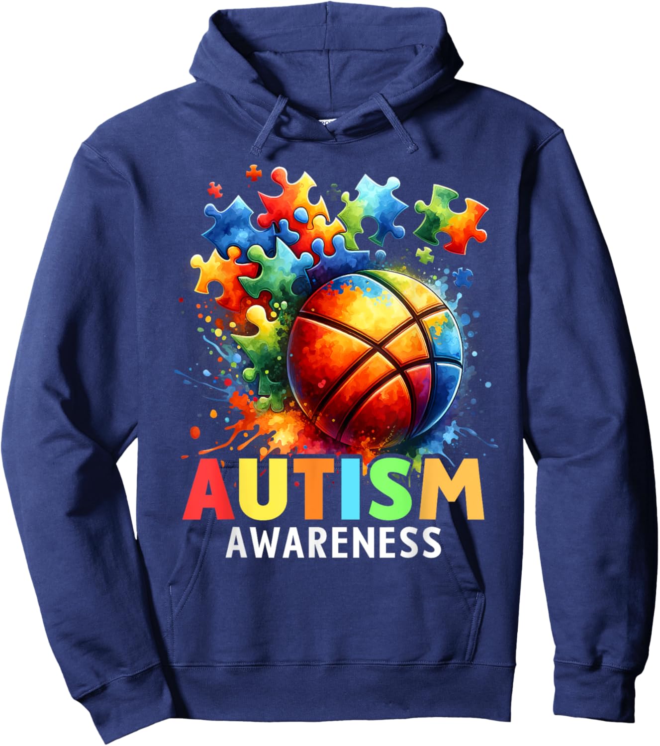 Autism Basketball Autistic Autism Awareness Colorful Hoodie - Hoodie | Navy