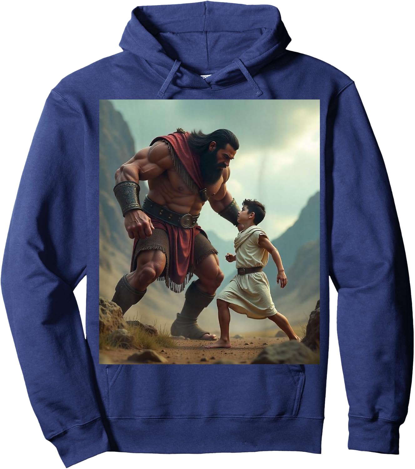 David and Goliath Bible Book of Samuel King David Hoodie - Hoodie | Navy