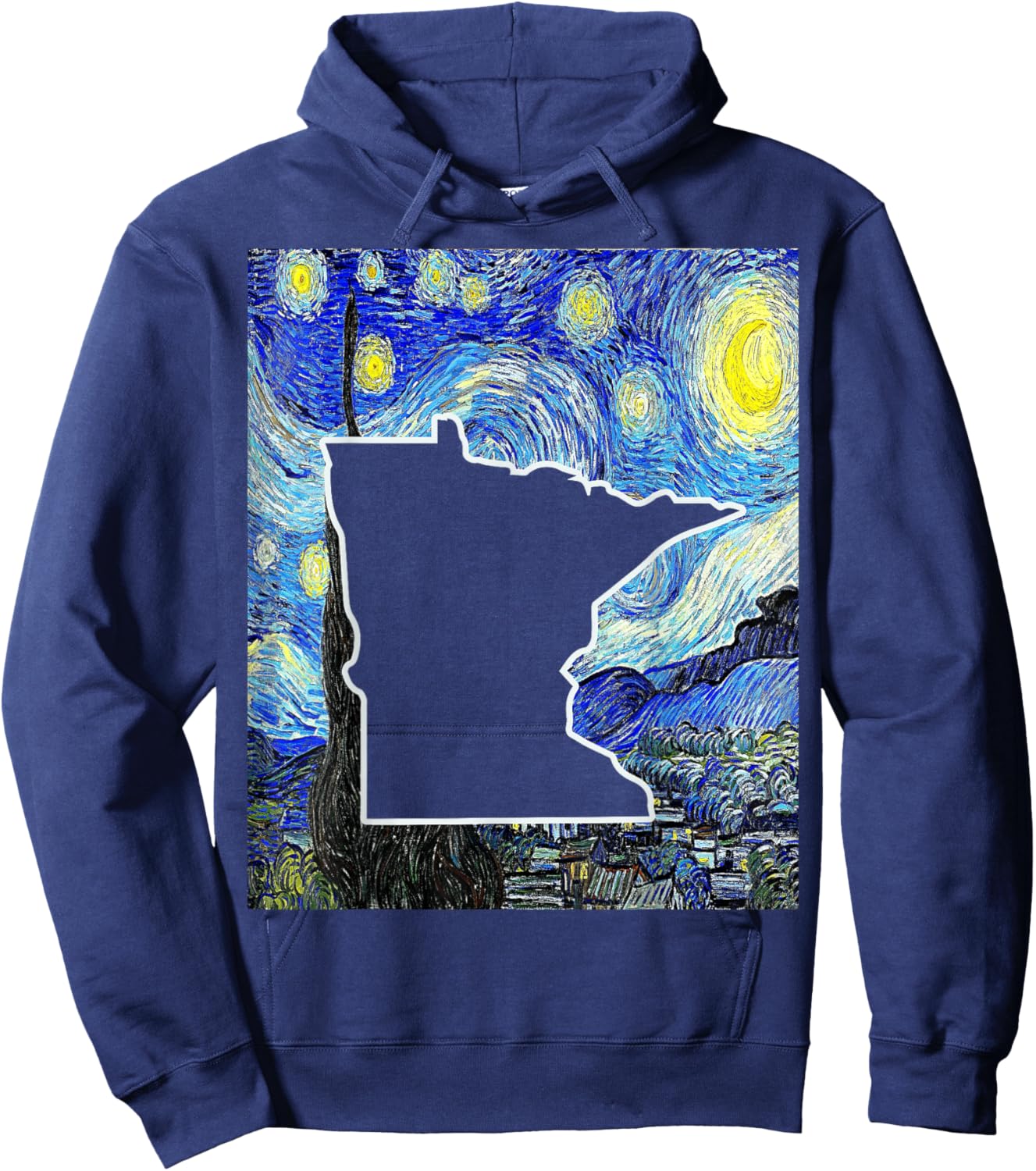 Minnesota State Starry Night Minnesota Map Minnesotan Hoodie - Hoodie | Navy