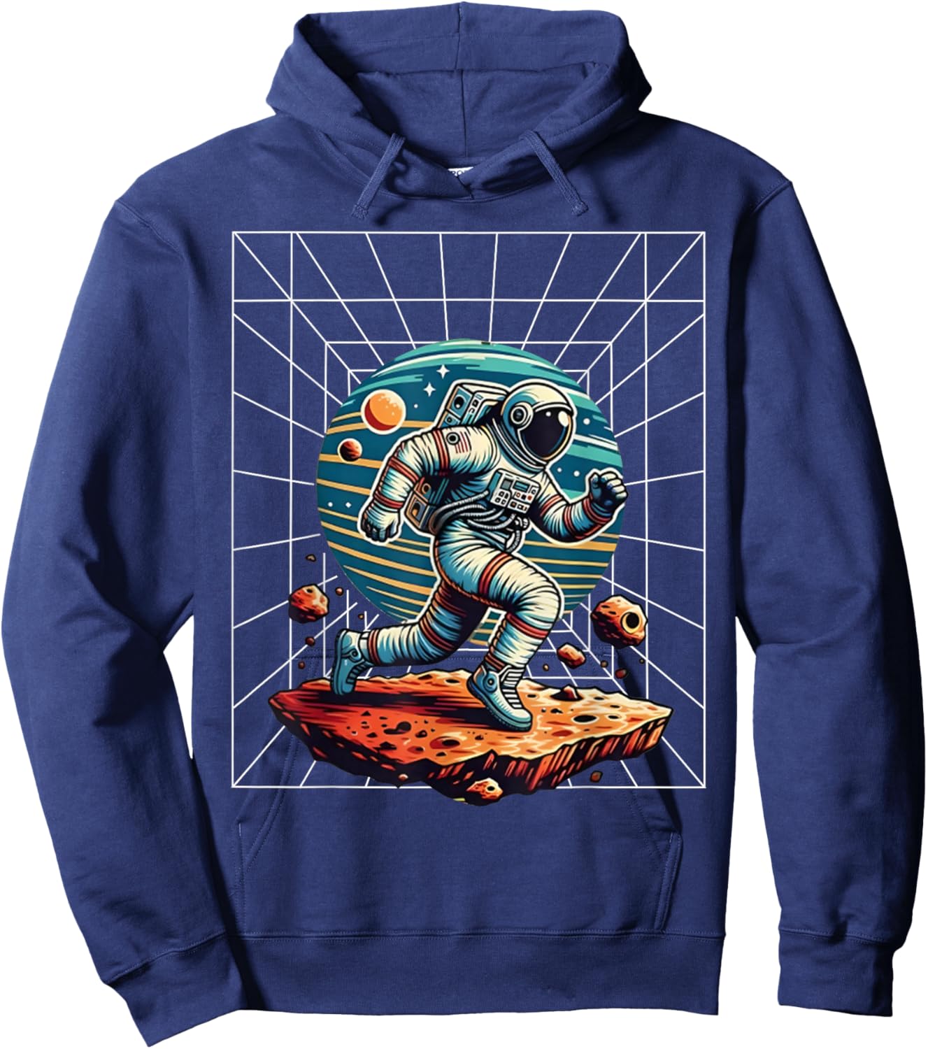 Astronaut Running in Space Cosmic Kid Galaxy Adventure Lover Hoodie - Hoodie | Navy