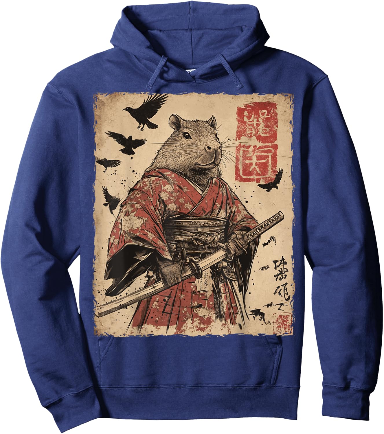 Capybara Samurai Graphic Japanese Warrior Anime Hoodie - Hoodie | Navy
