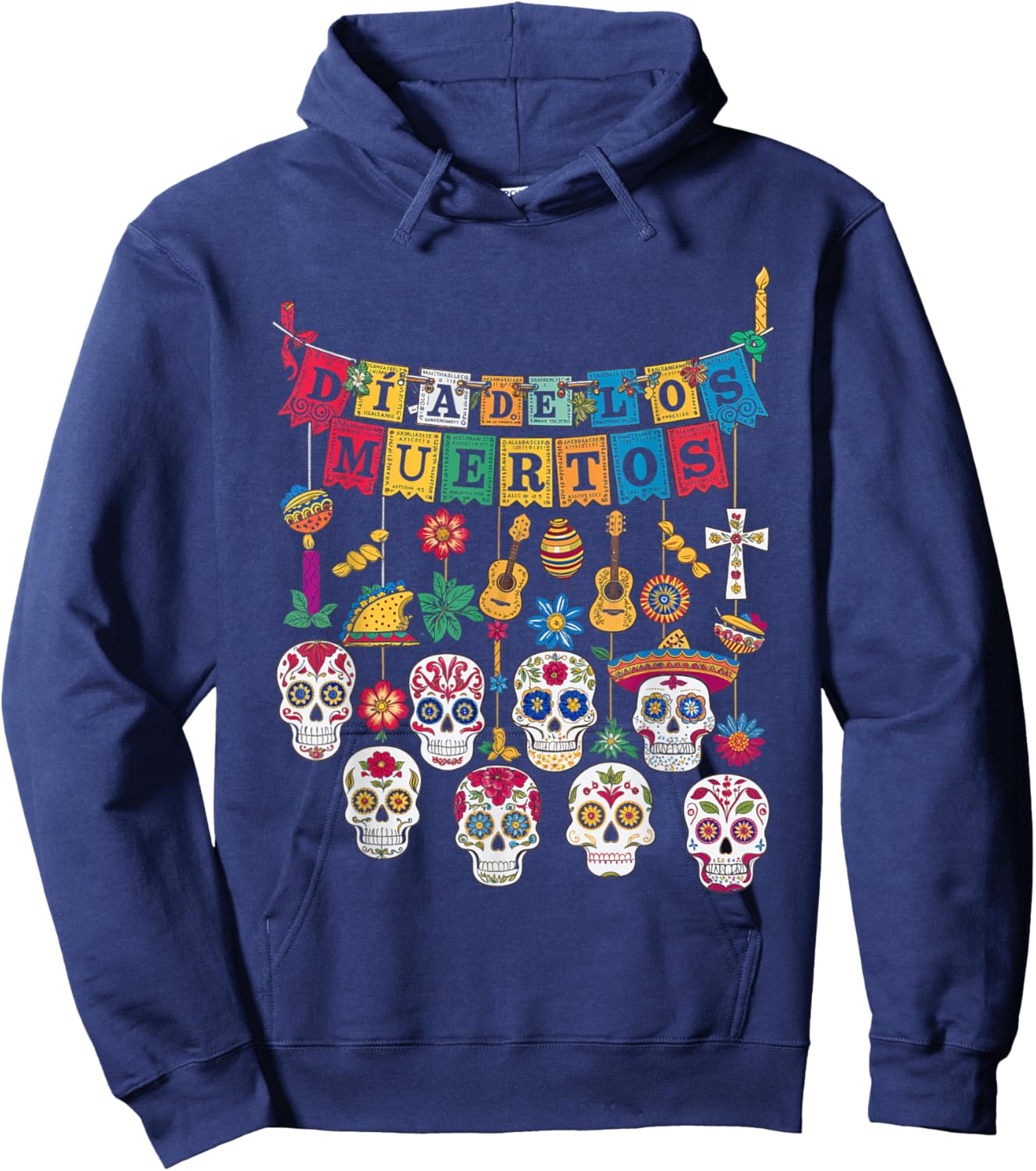 Dia De Los Muertos Sugar Skull Celebration Art Love Hoodie - Hoodie | Navy