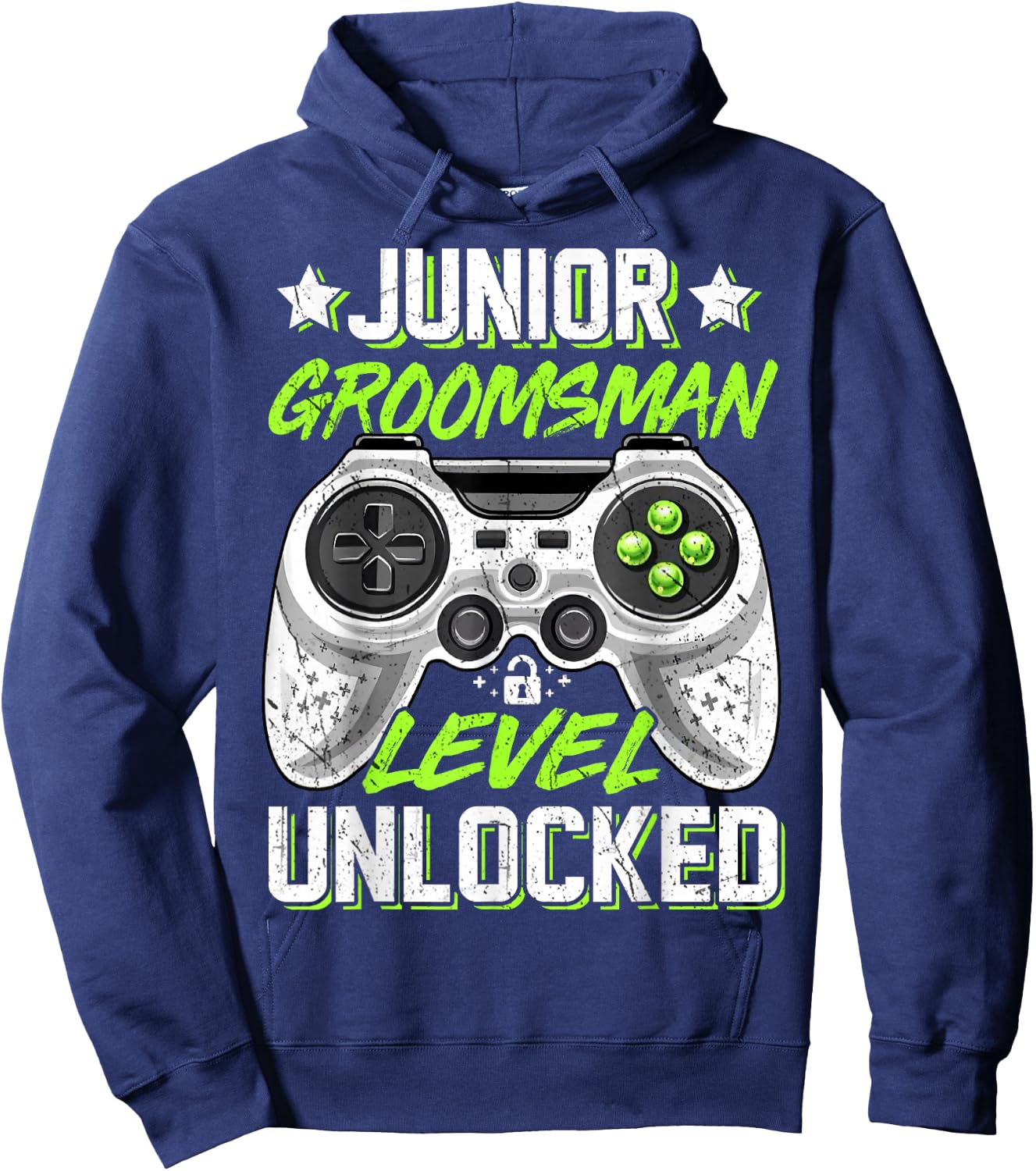 Gamer Junior Groomsman Level Unlocked Video Gaming Wedding Hoodie - Hoodie | Navy