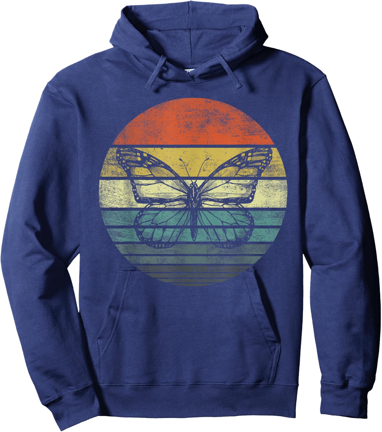 Butterfly Lover Gifts Retro Sunset Insect Monarch Entomology Hoodie - Hoodie | Navy