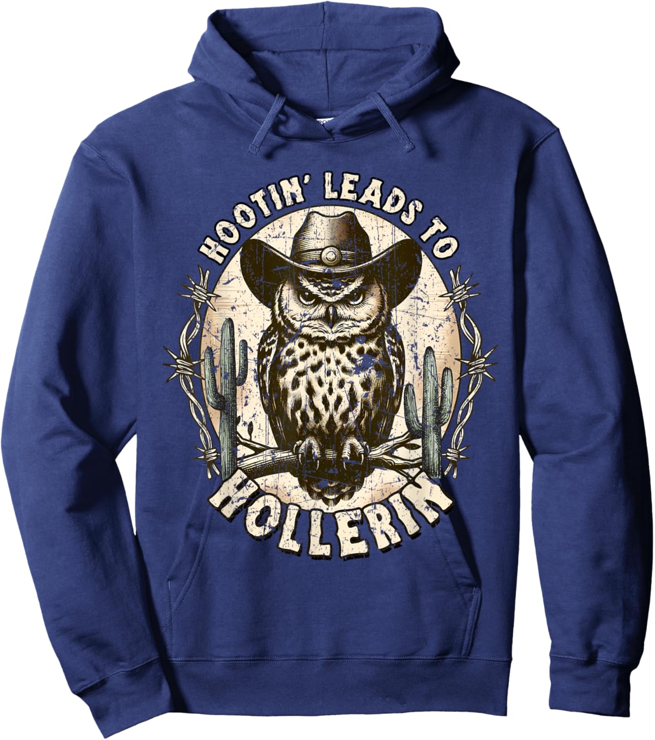 Hootin' Leads To Hollerin' Groovy Hoodie - Hoodie | Navy