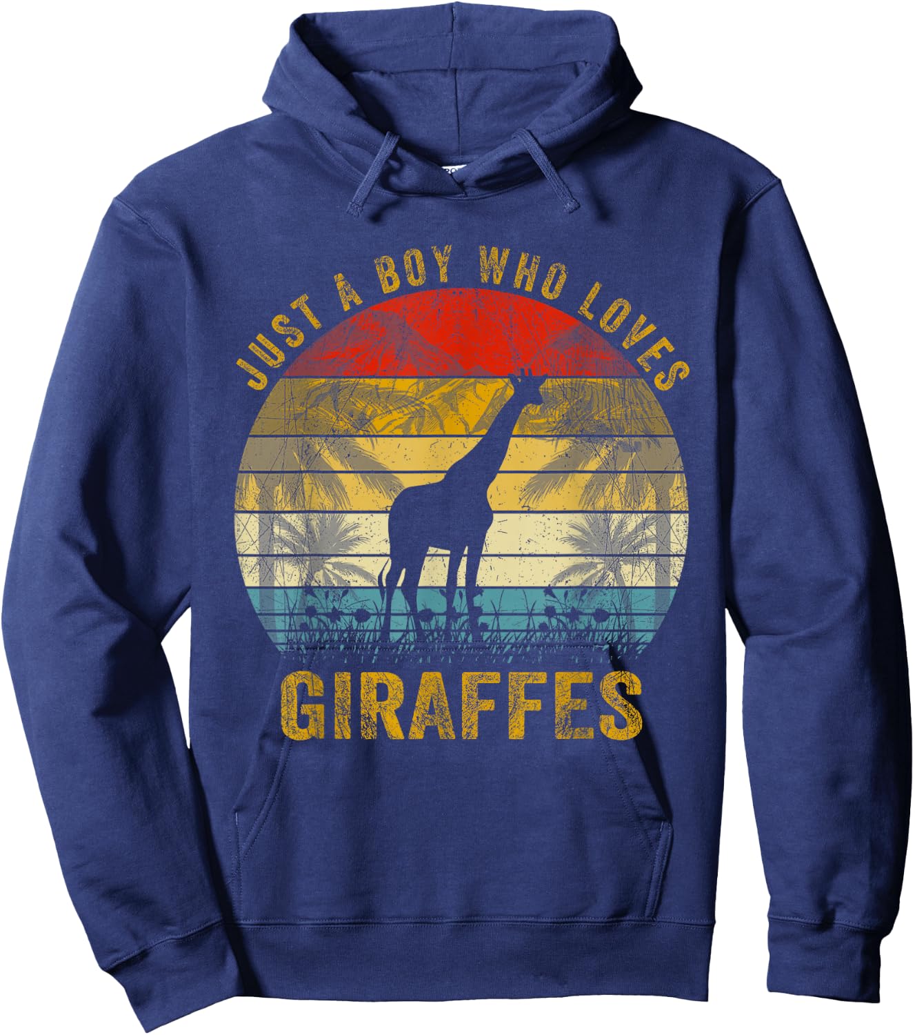 Vintage Just A Boy Who Loves Giraffe Lover Xmas Fathers Day Hoodie - Hoodie | Navy