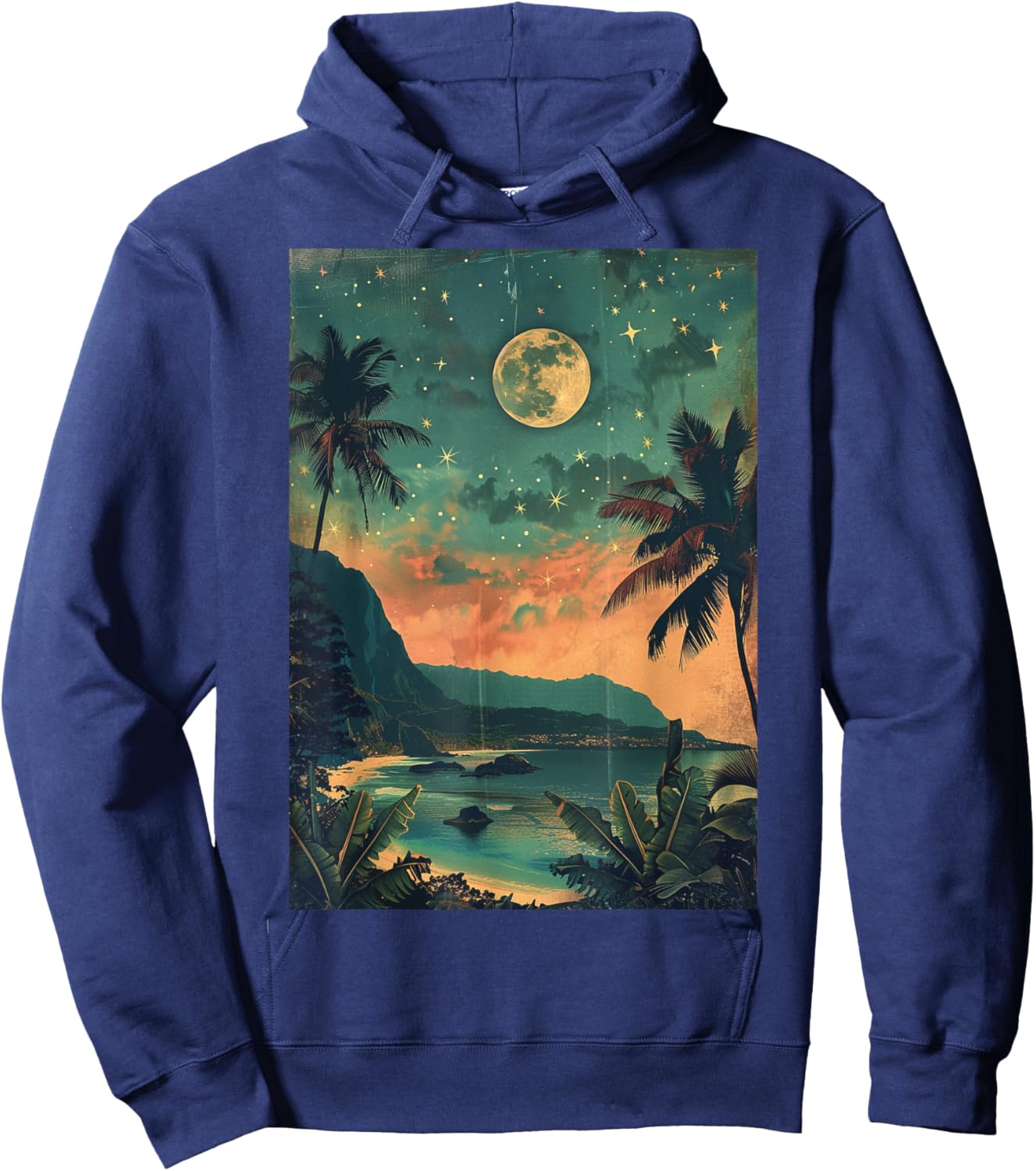 Vintage Hawaii Travel Kauai Beach Nature Scenery Men Women Kids Hoodie - Hoodie | Navy