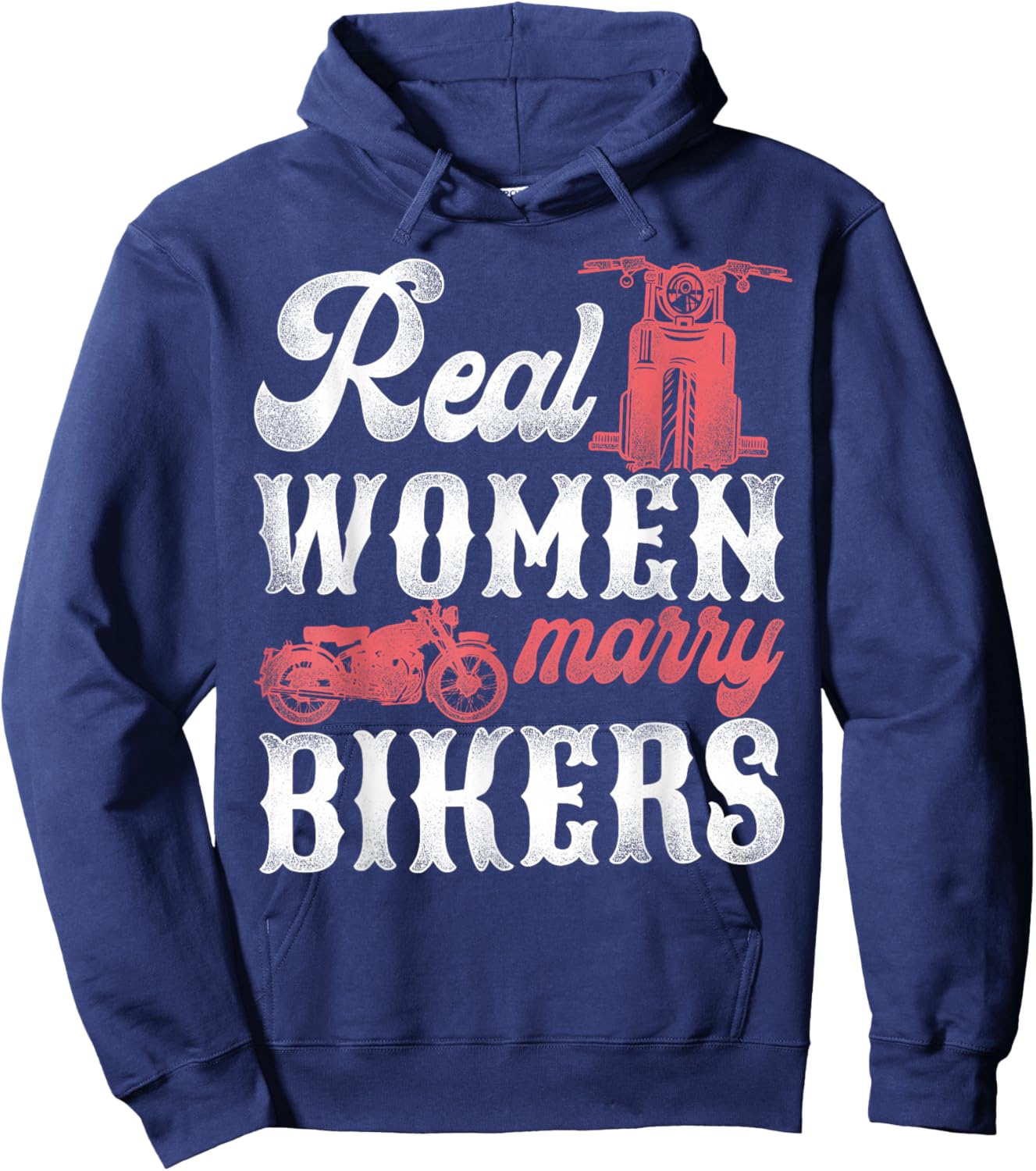 Classic Motorcycle Biker Husband Wife Wedding Marriage Real Hoodie - Hoodie | Navy