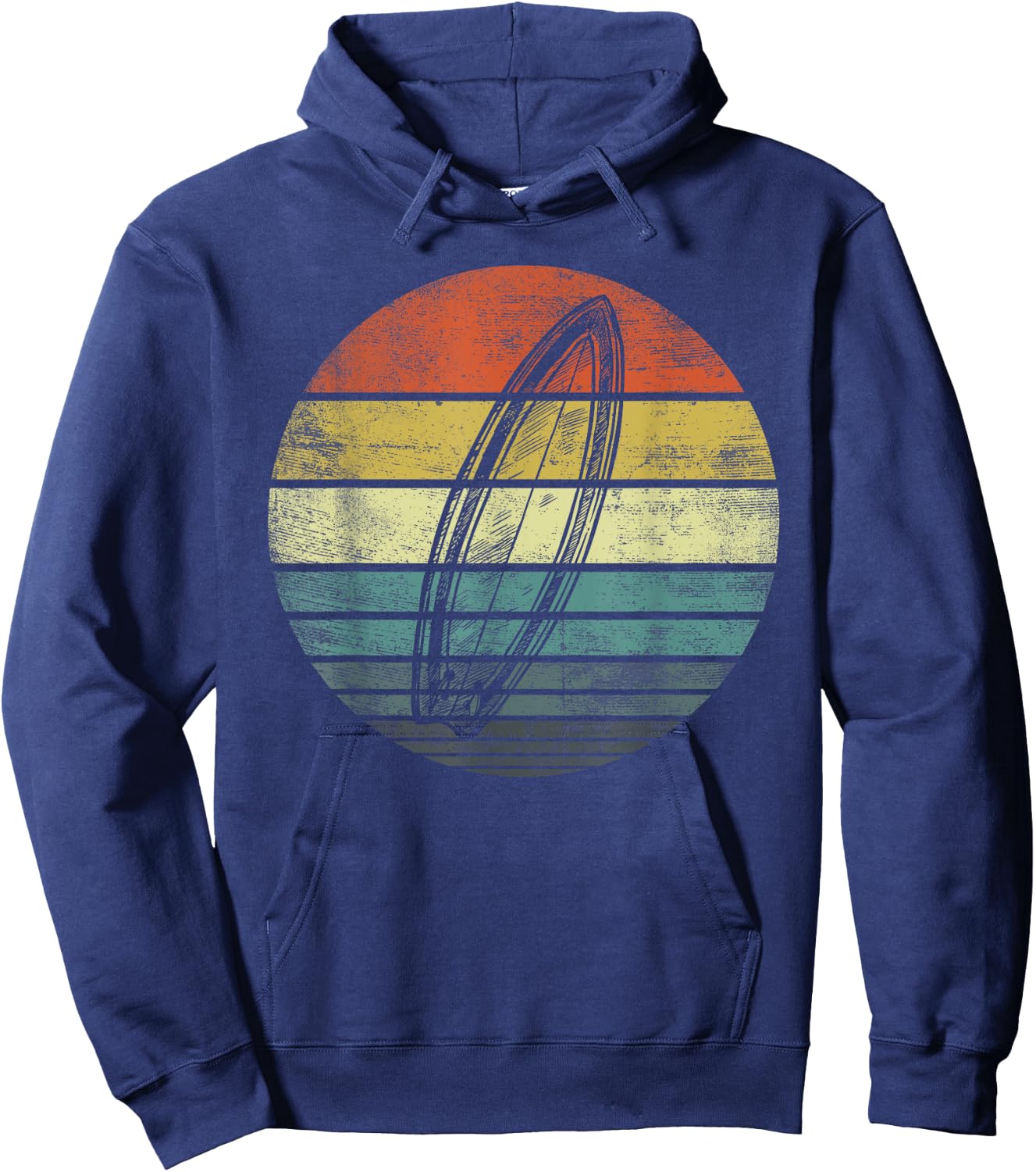 Surfer Gifts Retro Sunset Surfboard Silhouette Surfing Gifts Hoodie - Hoodie | Navy