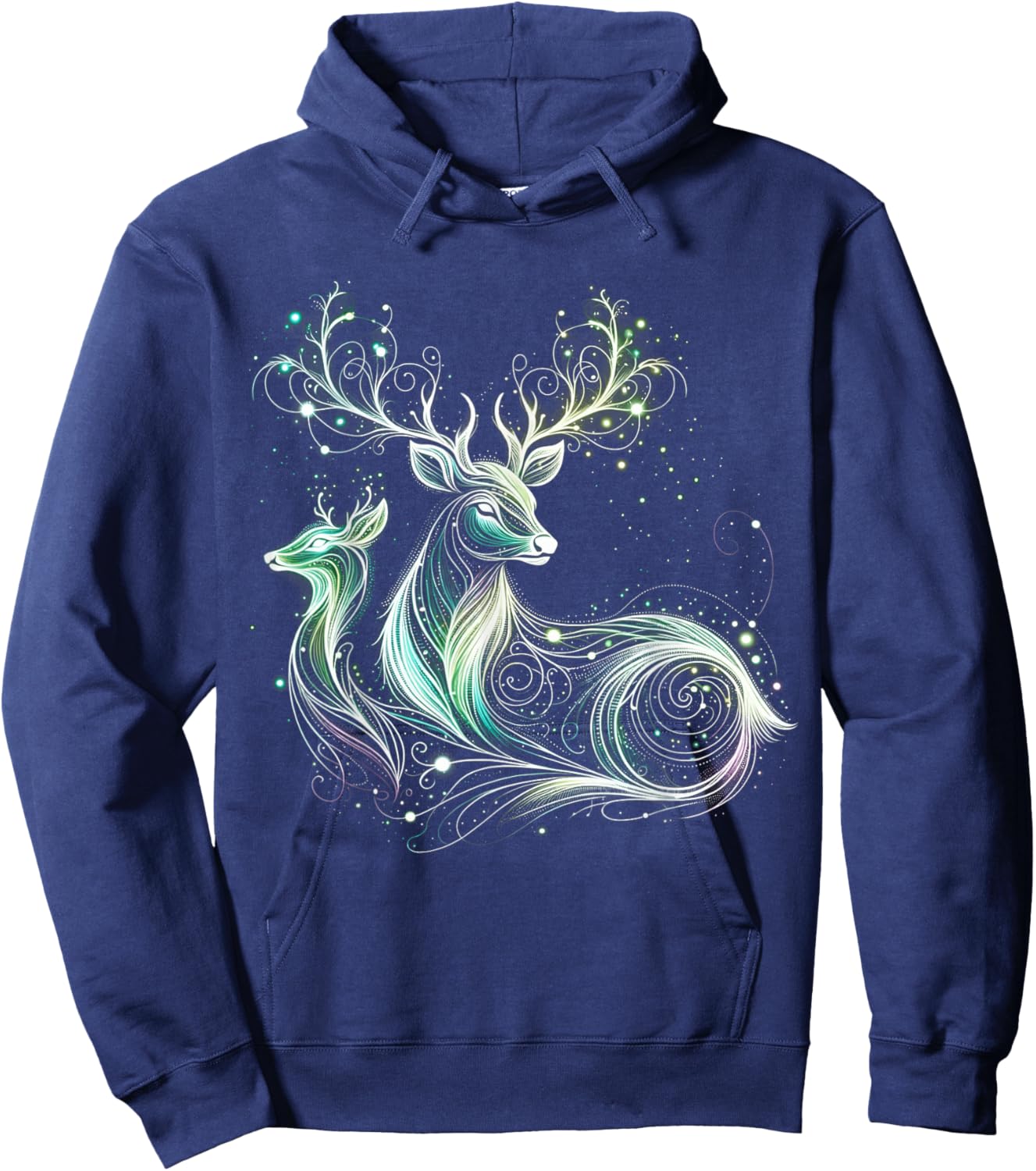 Bright Forest Deer - Ethereal Nature Magic Women Hoodie - Hoodie | Navy