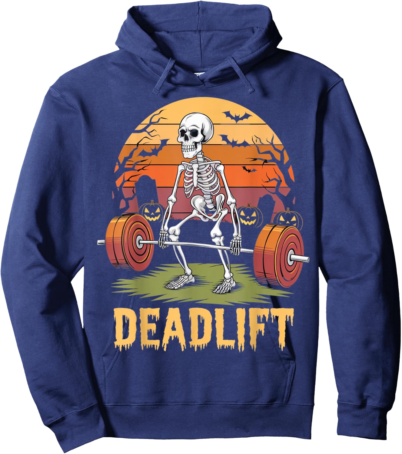 Halloween Deadlift Skeleton Gym Workout Weight Lifting Hoodie - Hoodie | Navy