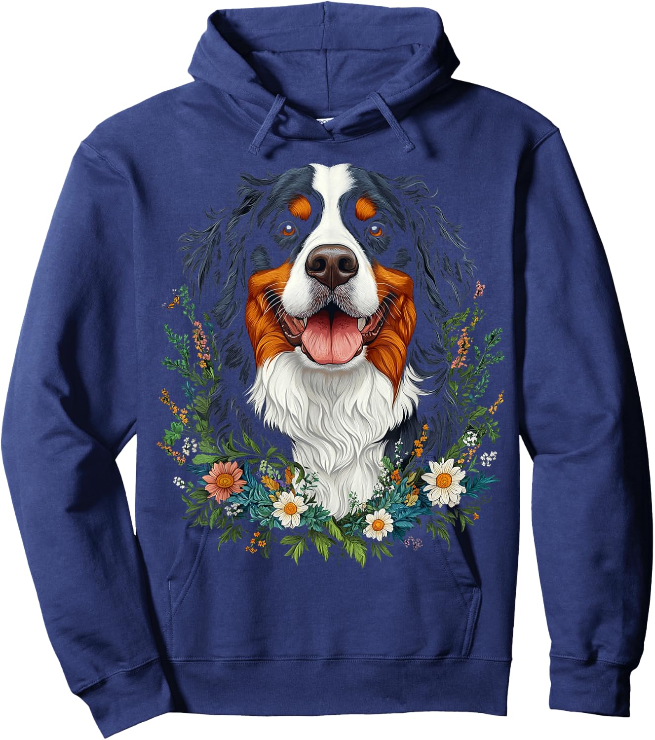Bernese Mountain Dog Motif Pet Mandala Bernese Mountain Hoodie - Hoodie | Navy