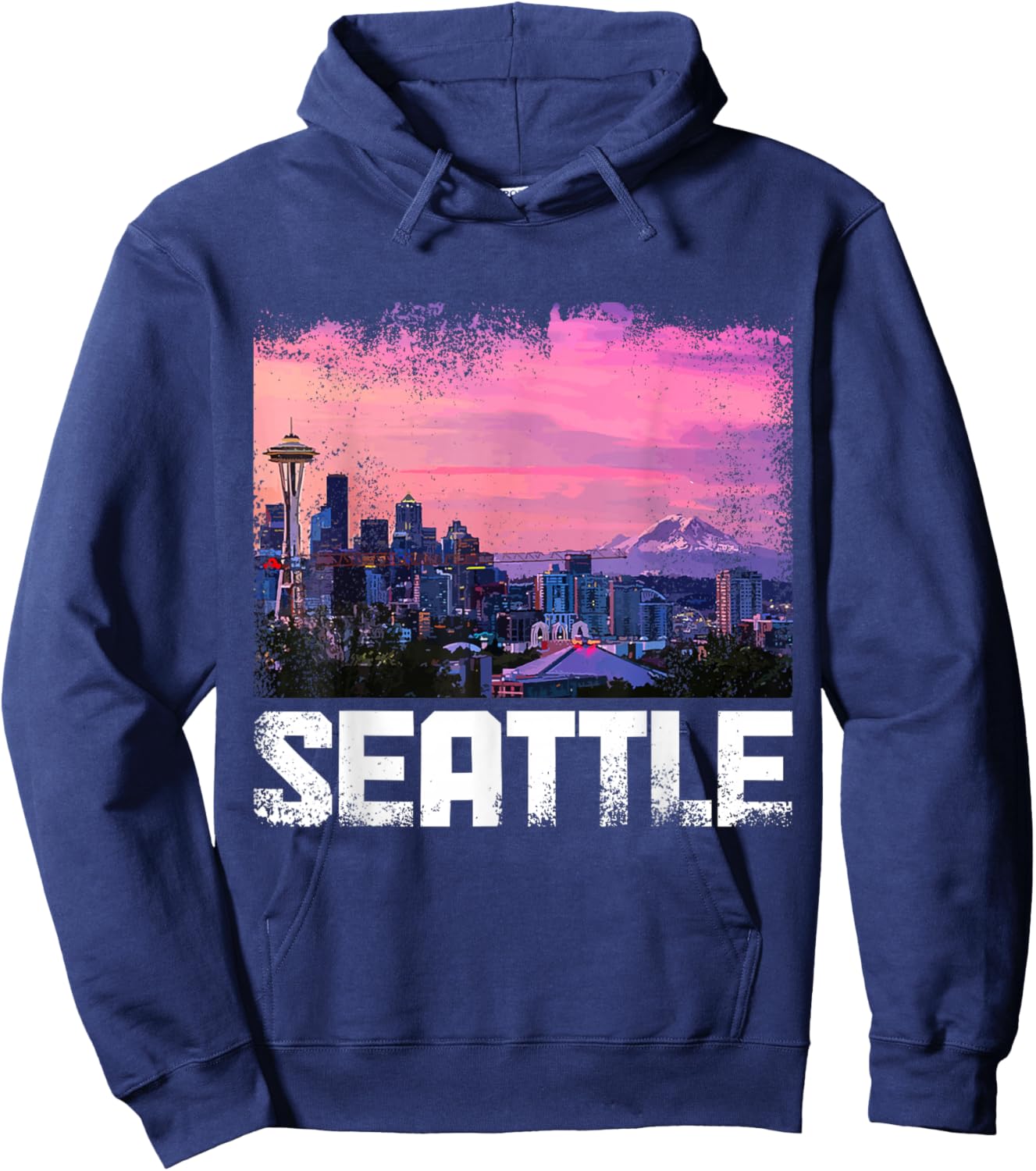 Seattle Washington Skyline PNW Vintage Pride Hoodie - Hoodie | Navy