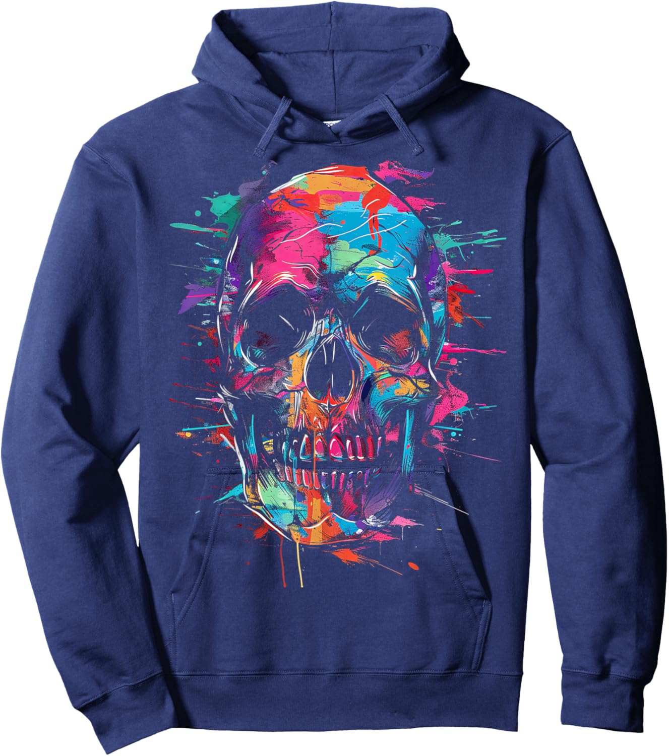 Farbspritzer mit Buntem Totenkopf Hoodie - Hoodie | Navy