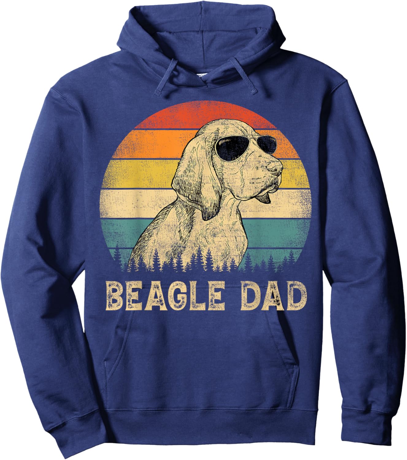 Vintage Beagle Dad Dog Lovers Father's Day Women Hoodie - Hoodie | Navy