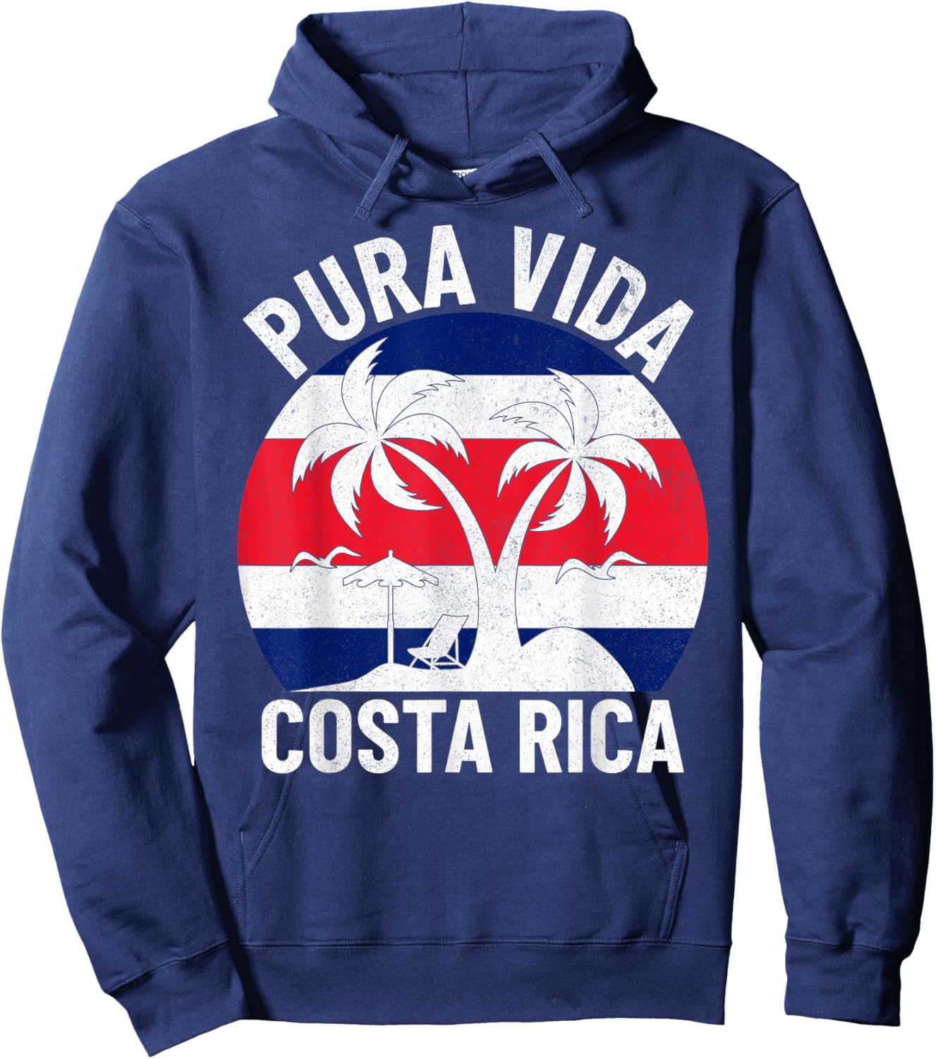 Vintage Costa Rica Flag Pura Vida Beach Summer Vacation Hoodie - Hoodie | Navy