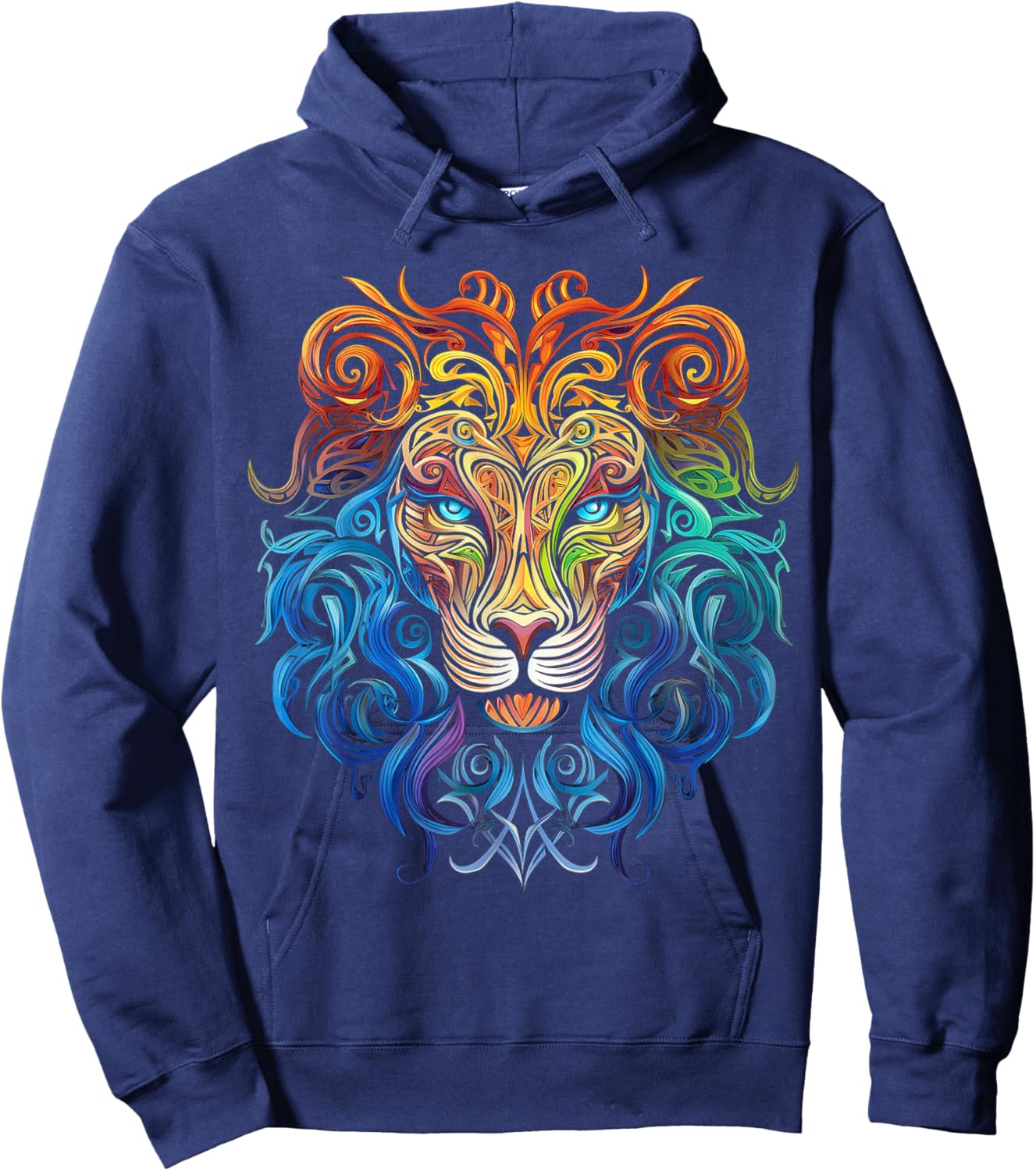 Lion Mandala Art Animal Love Colorful Graphic Lion Hoodie - Hoodie | Navy