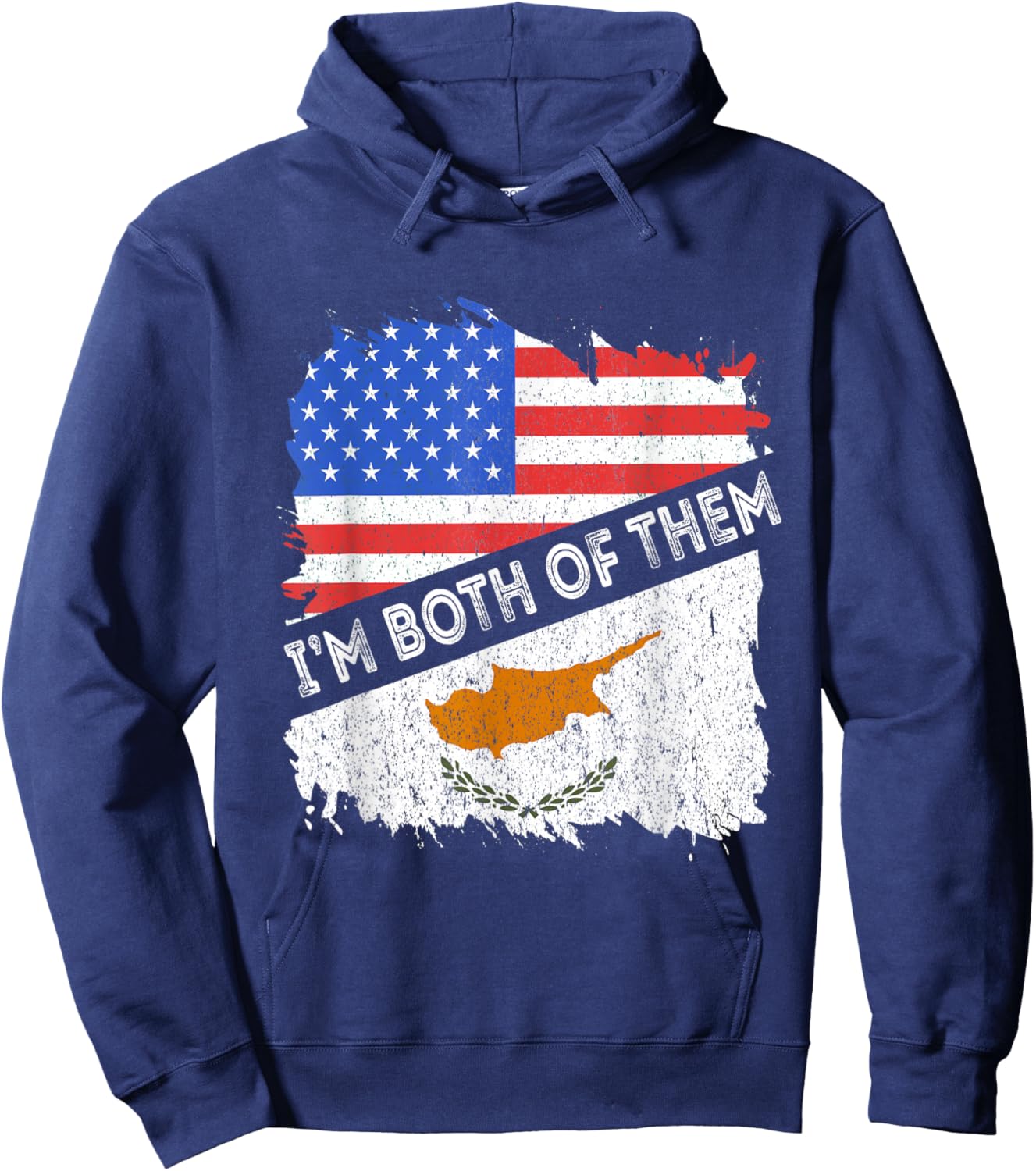 Cyprus Flag I'm Both Of Them America Cypriot Pride USA Hoodie - Hoodie | Navy