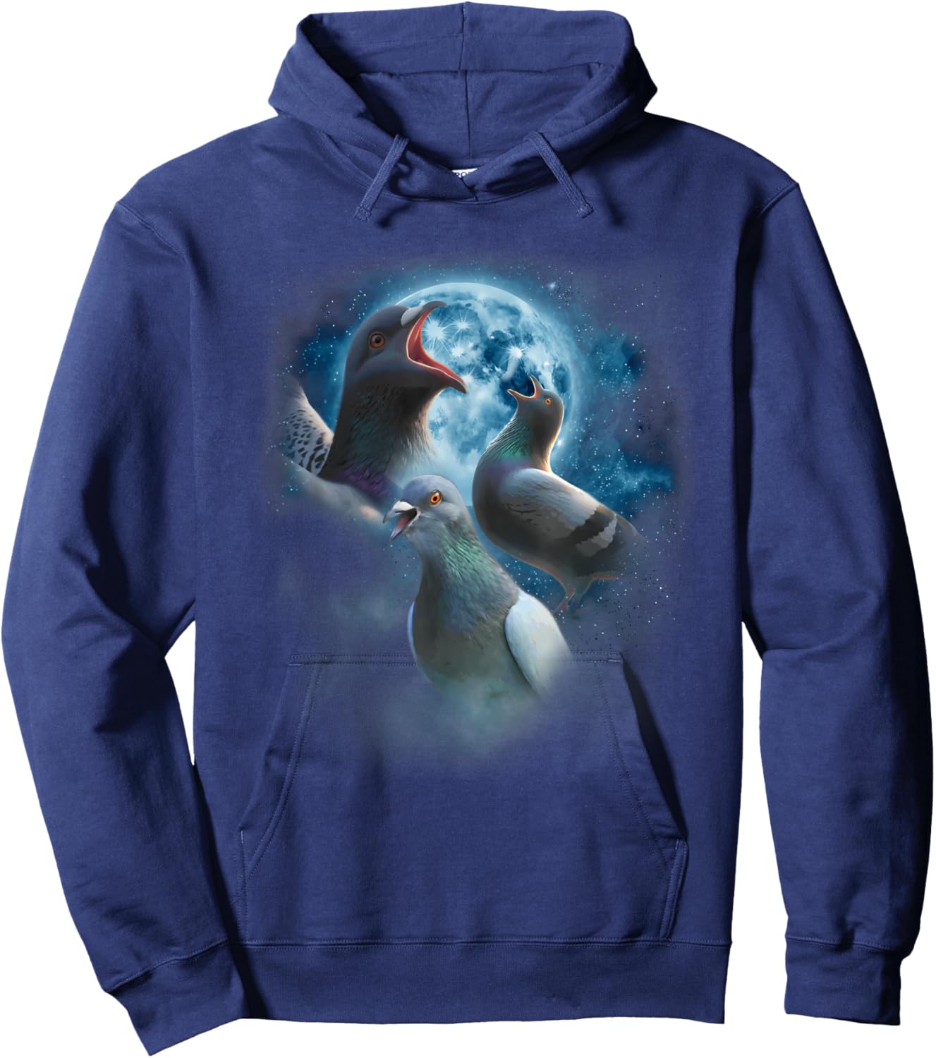 Funny Pigeon Shirt - Funny Pigeons Howling at the Moon Hoodie - Hoodie | Navy