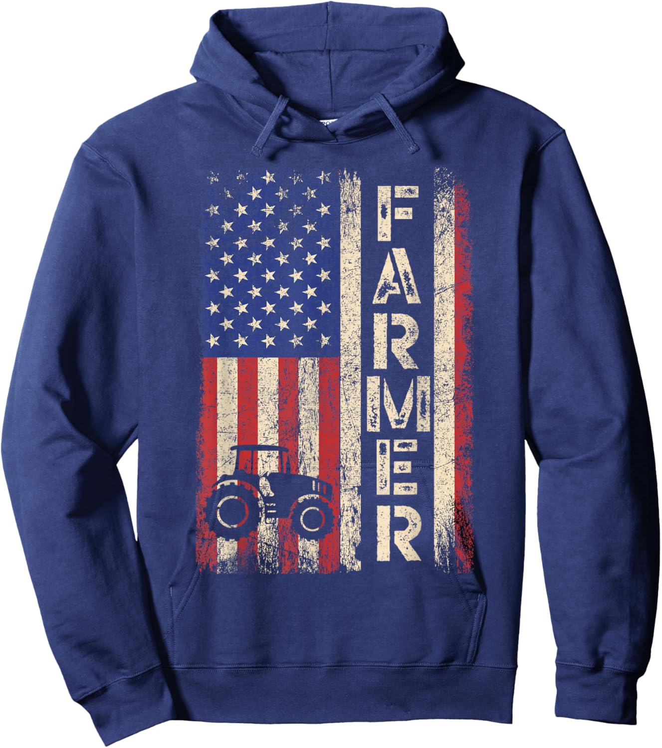 Farmer Tractors USA American Flag Patriotic Farming Gifts Hoodie - Hoodie | Navy