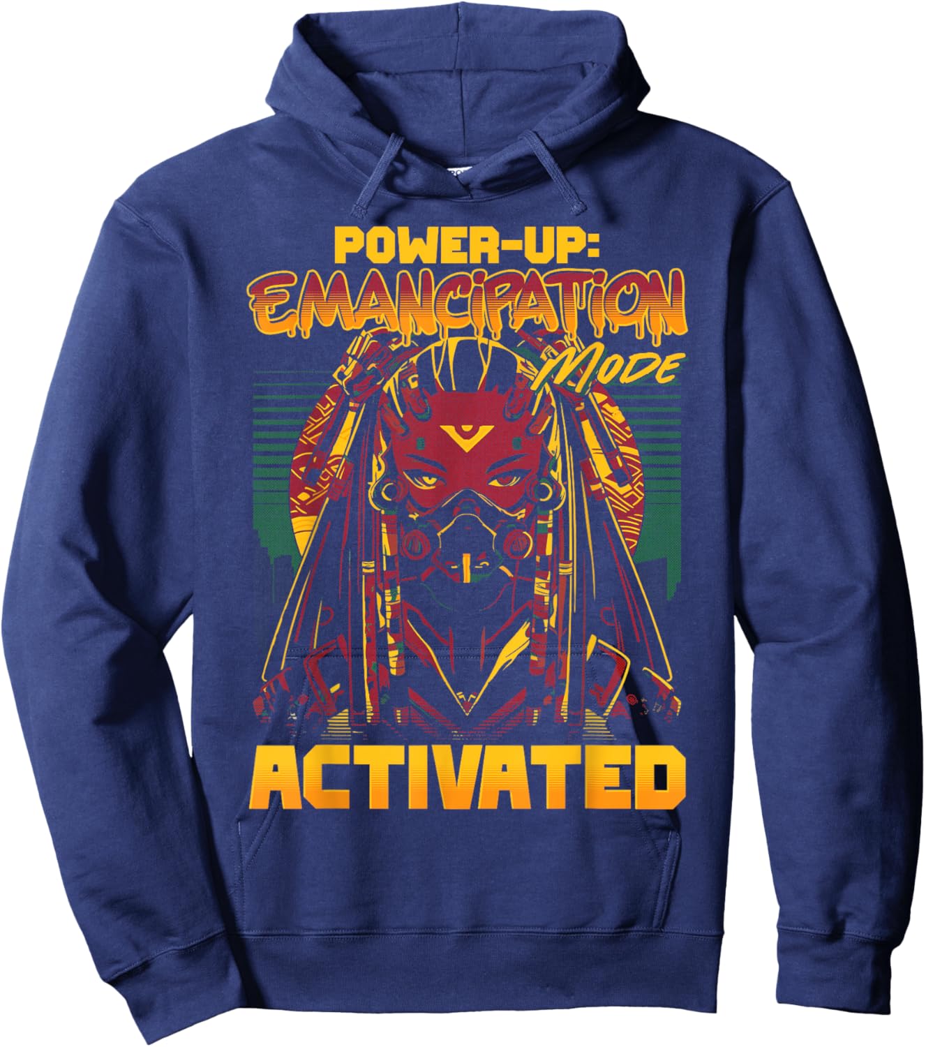 Power-Up: Emancipation Activated Black Girl Gamer Juneteenth Hoodie - Hoodie | Navy