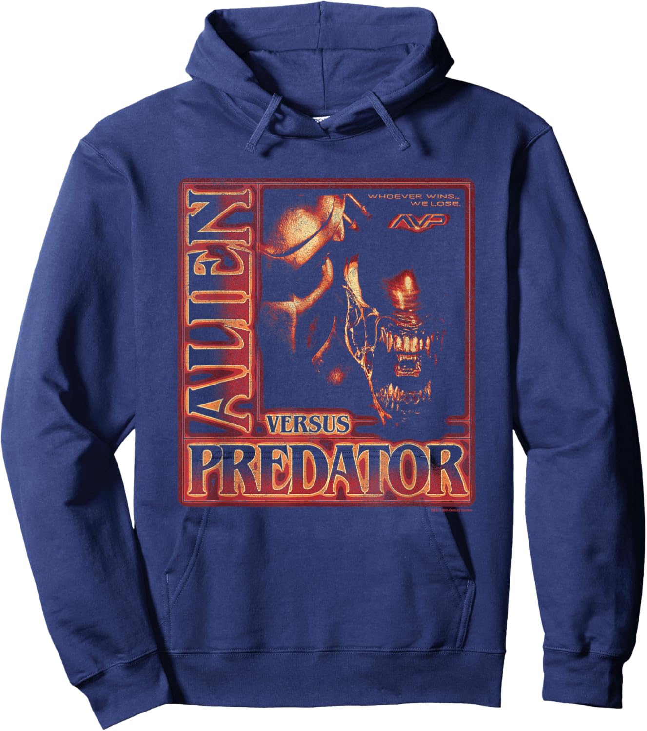 Alien Vs Predator Whoever Wins We Lose Vintage Chest Poster Hoodie - Hoodie | Navy