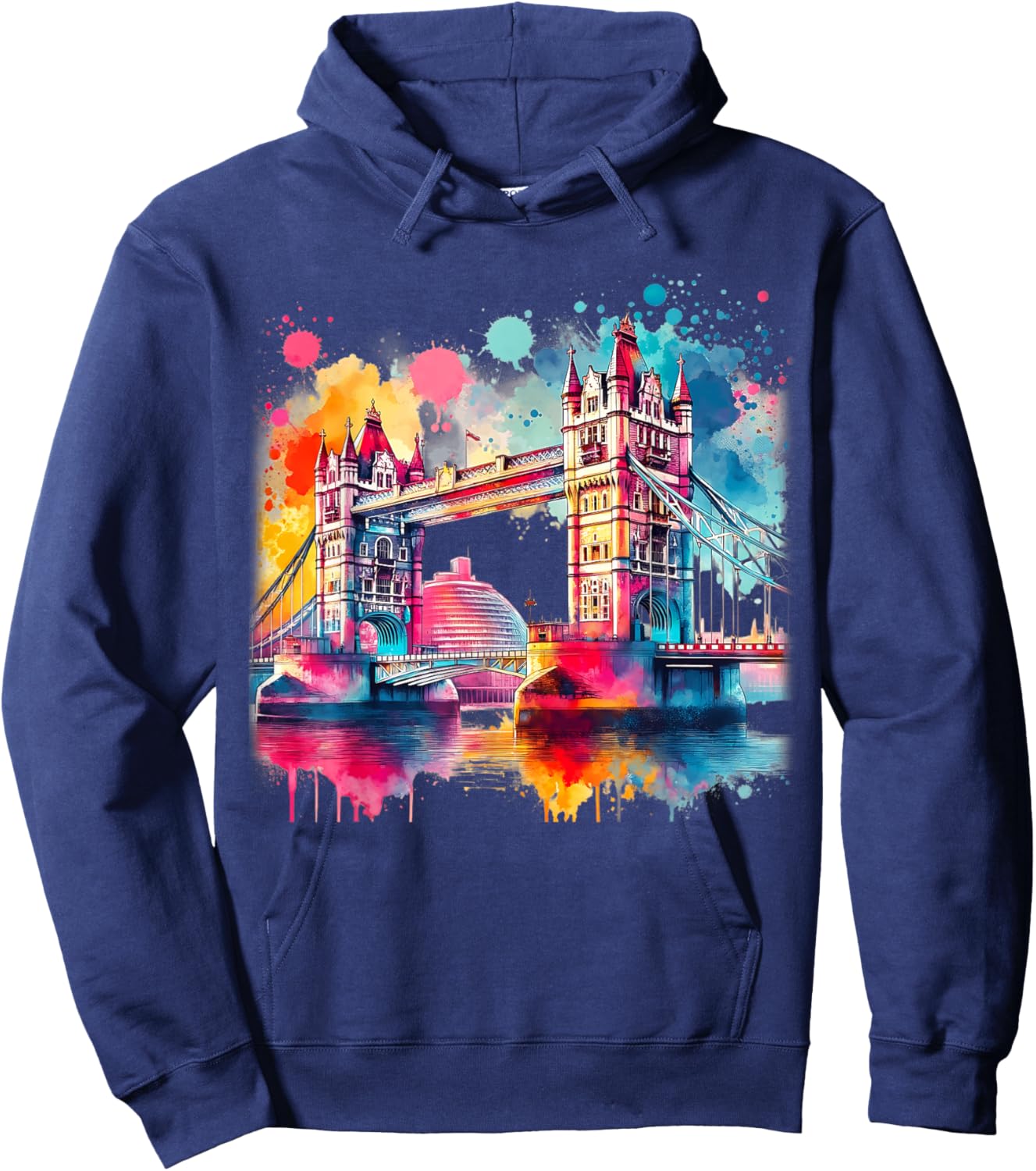 Tower Bridge London Aquarelle colorée London Tower Bridge Hoodie - Hoodie | Navy