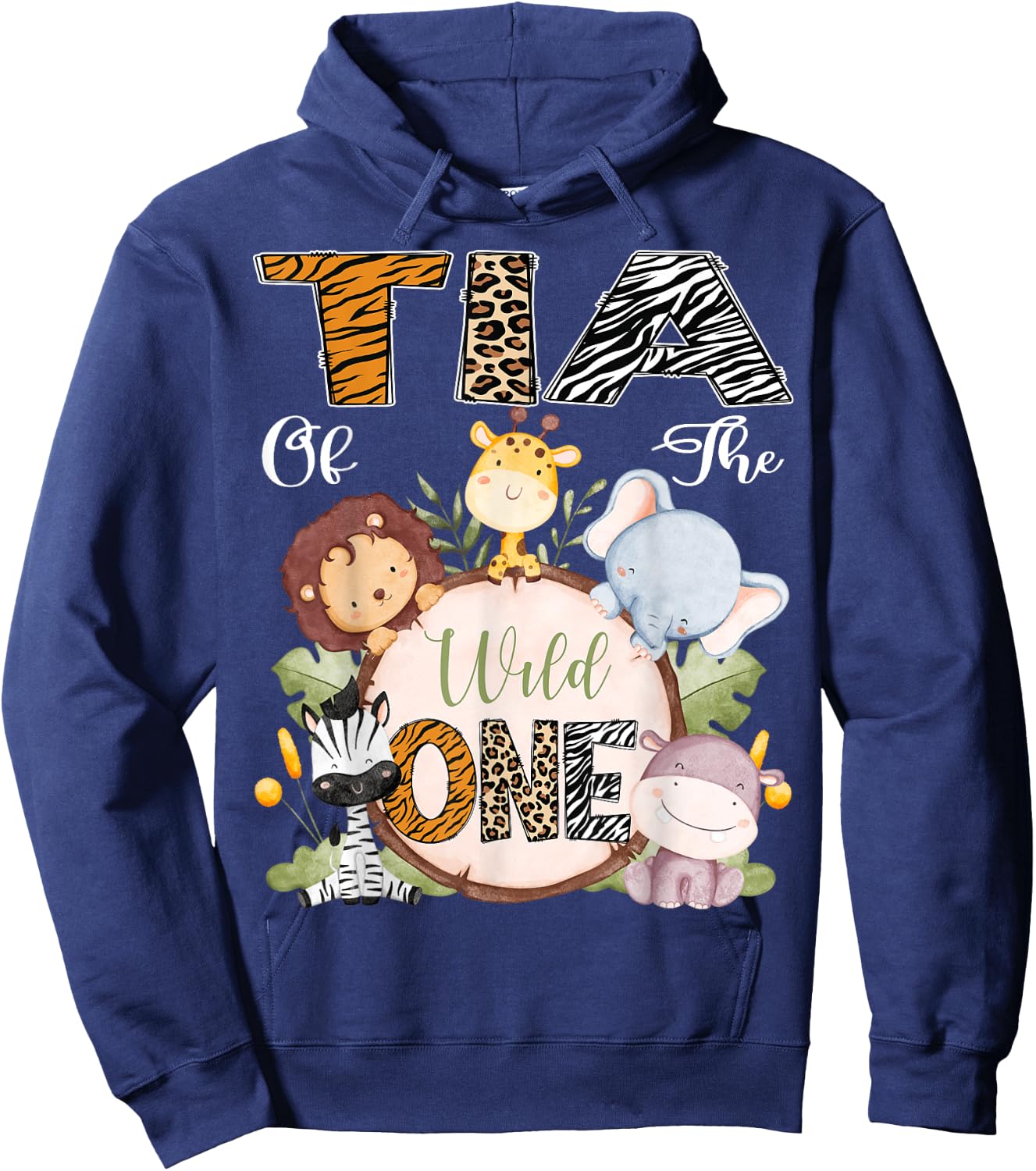 Tia Of The Wild One 1St Birthday Safari Woodland Hoodie - Hoodie | Navy