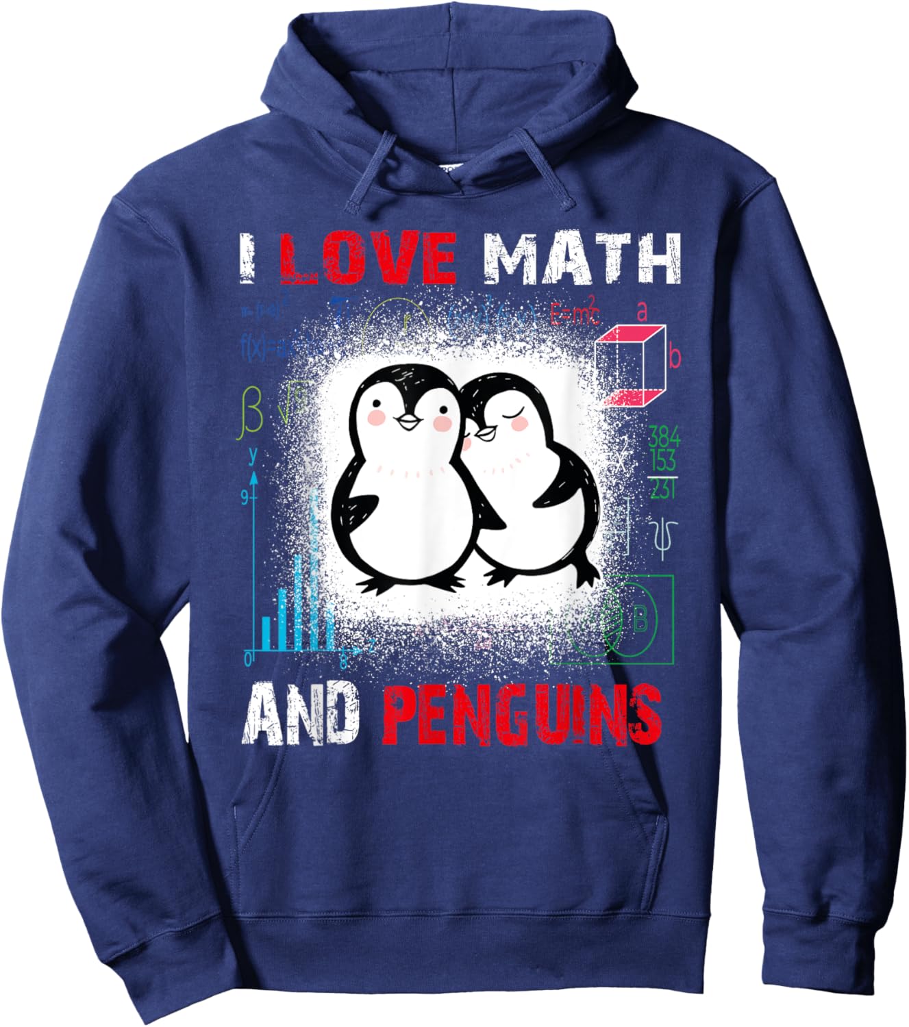 I Love Math And penguin Funny penguin Lover and Math Teacher Men Women Kids Hoodie - Hoodie | Navy