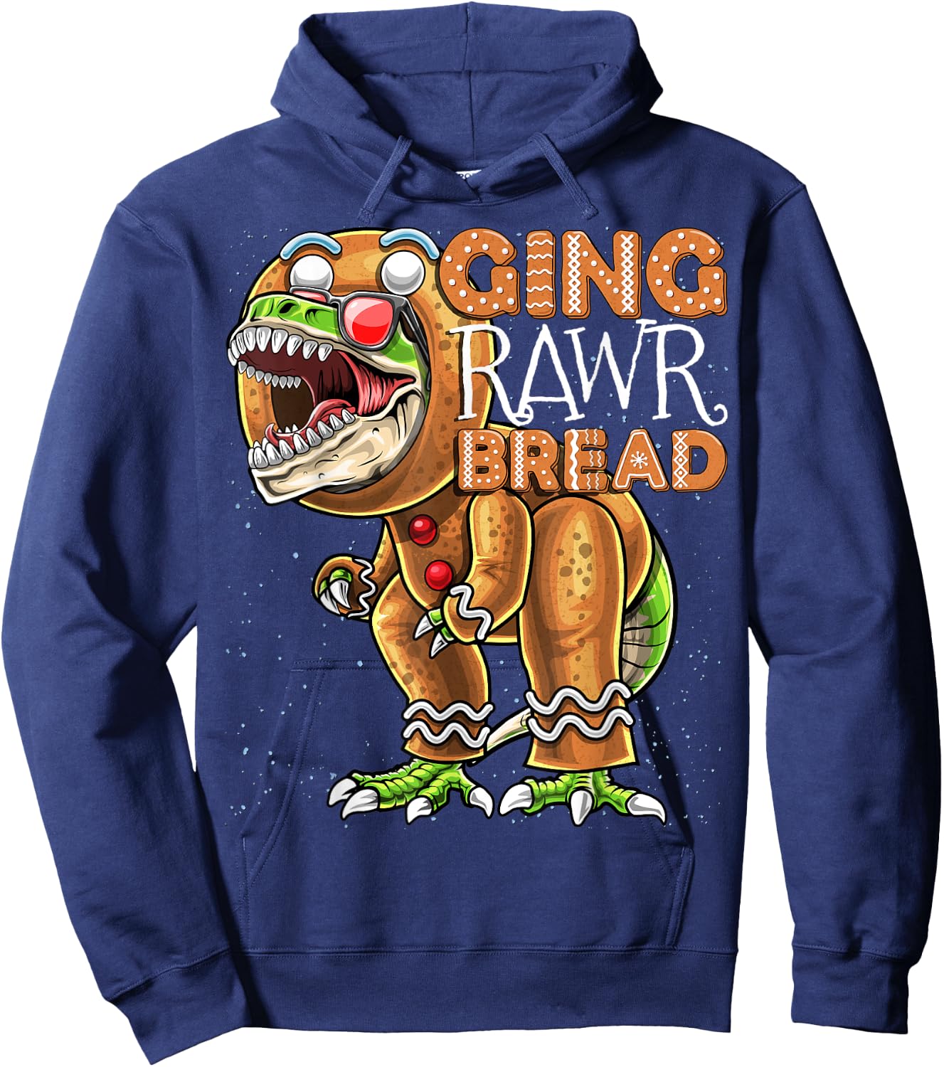 Gingerbread Man Costume Dinosaur Christmas Cookie Gift Kids Hoodie - Hoodie | Navy
