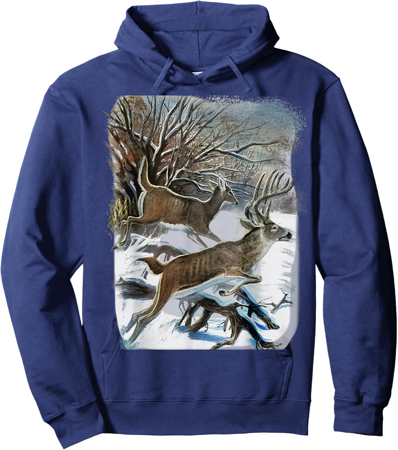 Vintage 90s Whitetail Deer Hoodie - Hoodie | Navy