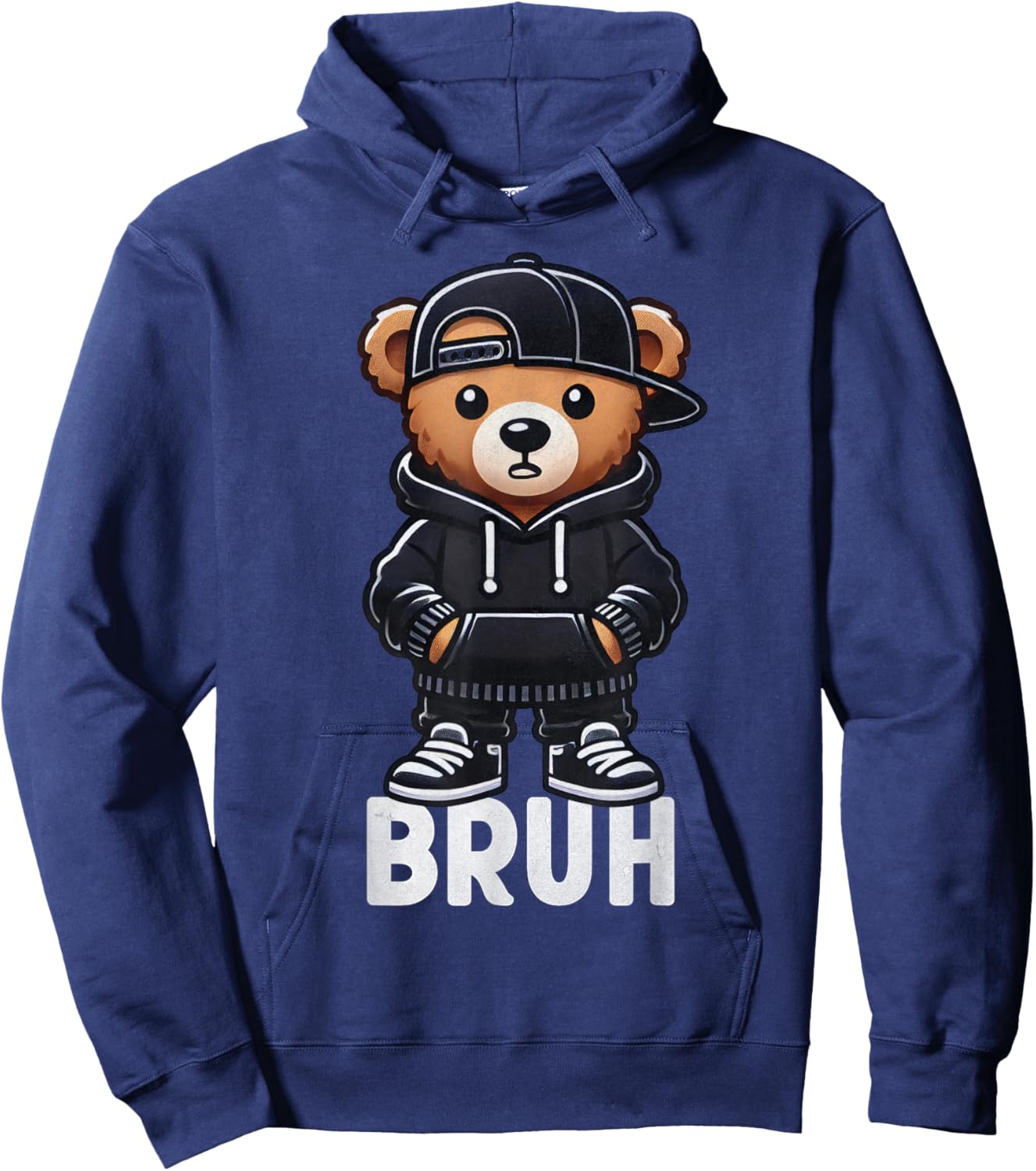 Funny Bruh Meme Hip Hop Teddy Bear Teenager Boys Teen Saying Hoodie - Hoodie | Navy