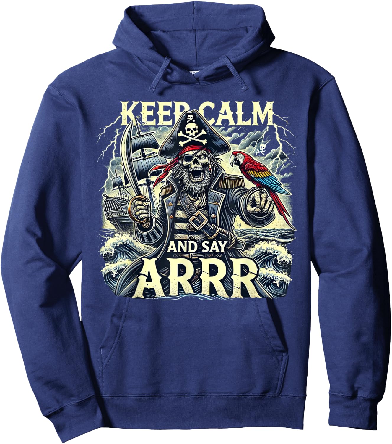 Keep Calm And Say "Arrrr" Talk Like A Pirate Day Hoodie - Hoodie | Navy