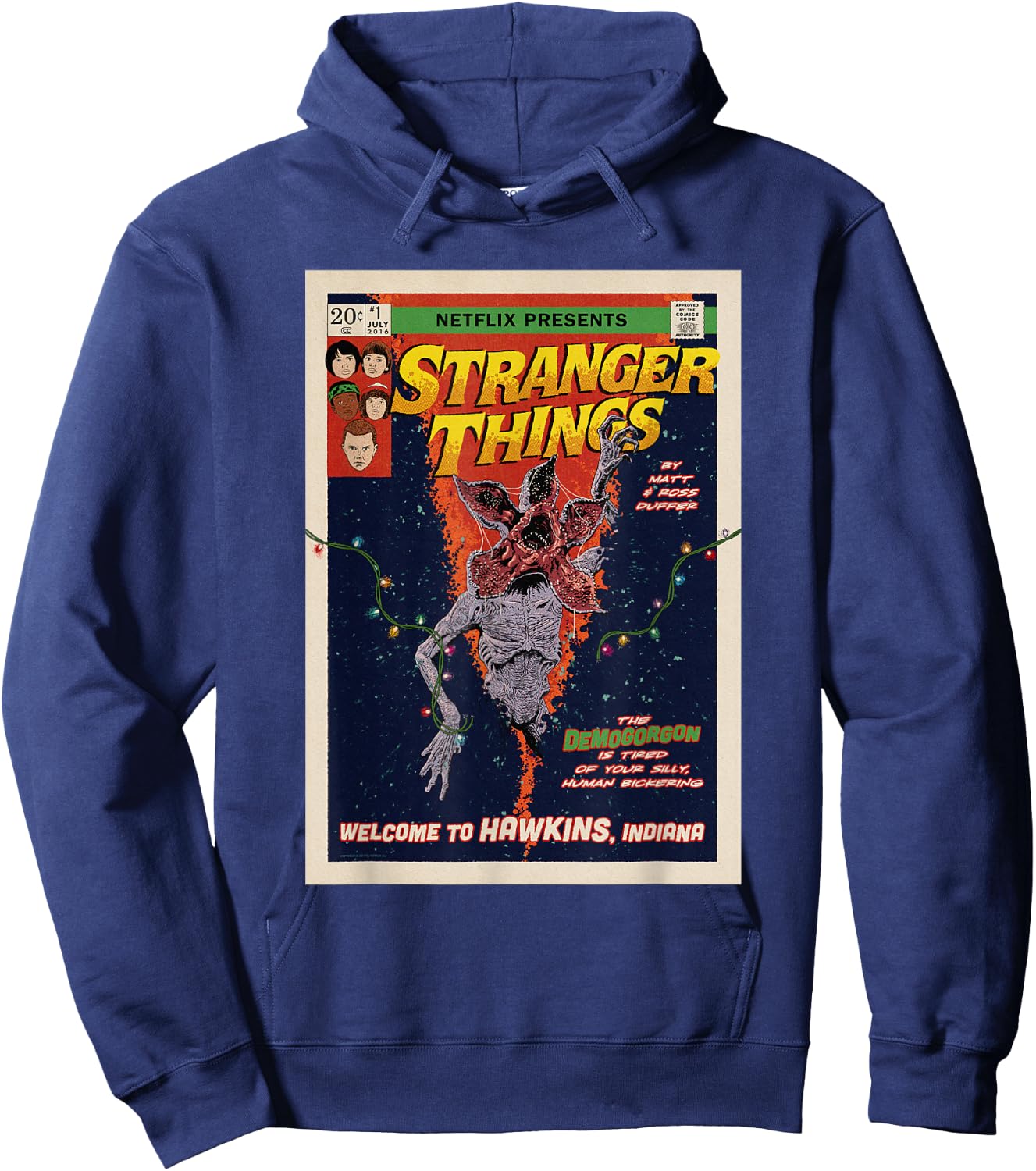 Stranger Things Welcome to Hawkins Comic Cover Hoodie - Hoodie | Navy