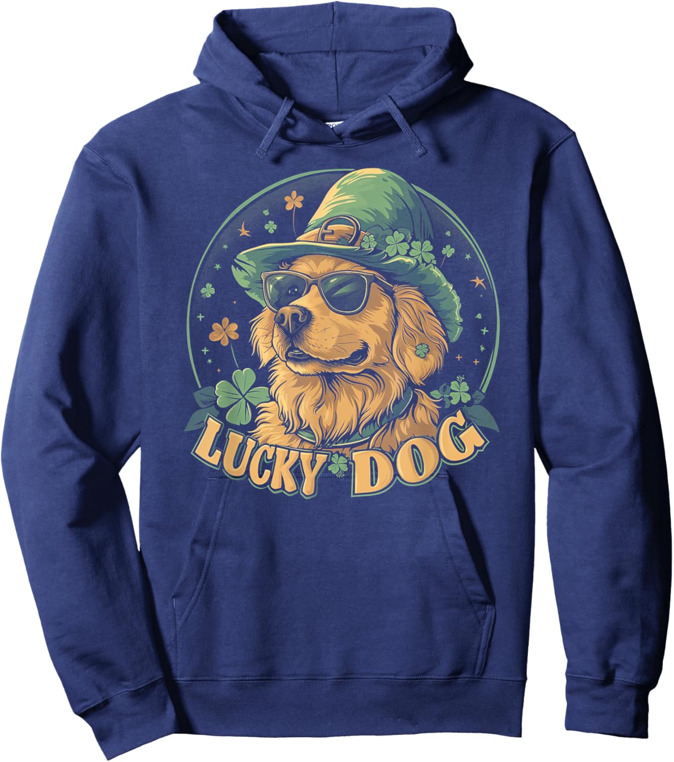 Golden Retriever Dog - St. Patrick's Day Saint Paddy's Irish Men Women Kids Hoodie - Hoodie | Navy